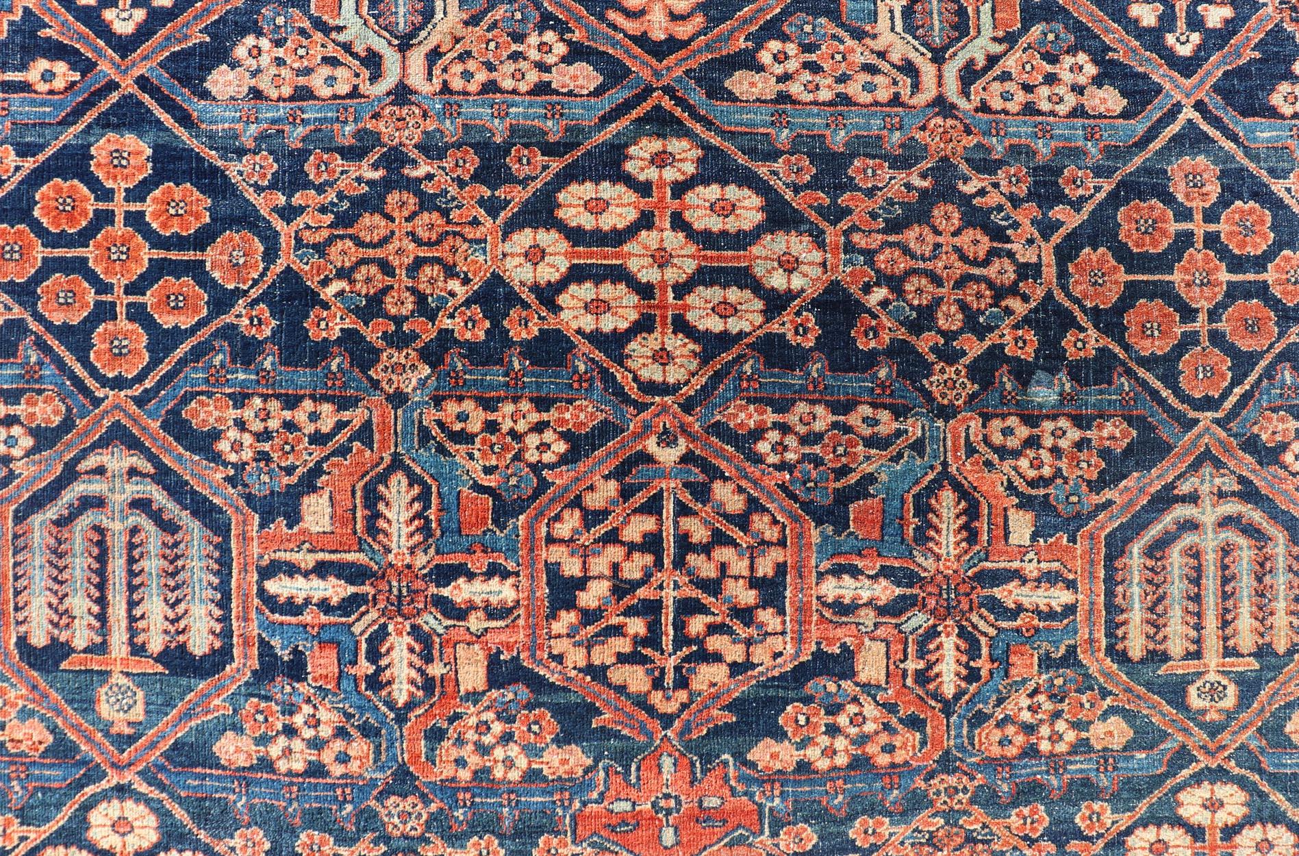 Large Antique Persian Joshaghan Rug with All-Over Sub-Geometric Diamond Design 5