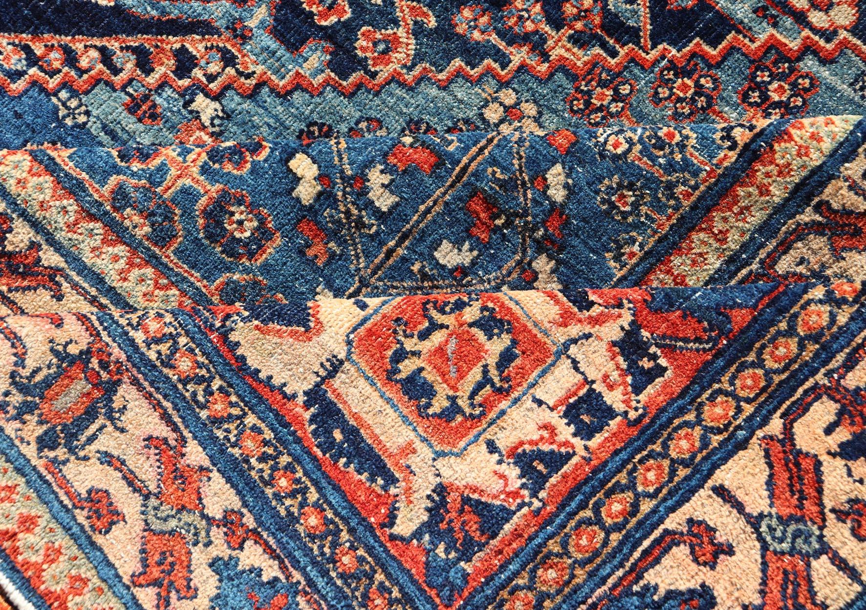 Large Antique Persian Joshaghan Rug with All-Over Sub-Geometric Diamond Design 11