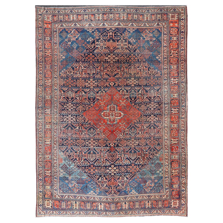 Large Antique Persian Joshaghan Rug with All-Over Sub-Geometric Diamond ...
