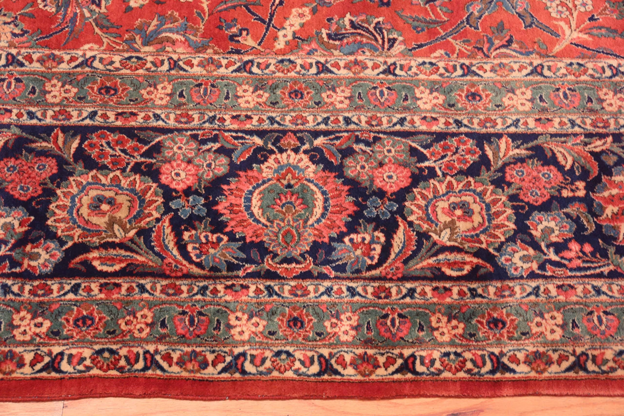 Large Antique Persian Kashan Dabir Rug 12' x 17' In Good Condition For Sale In New York, NY