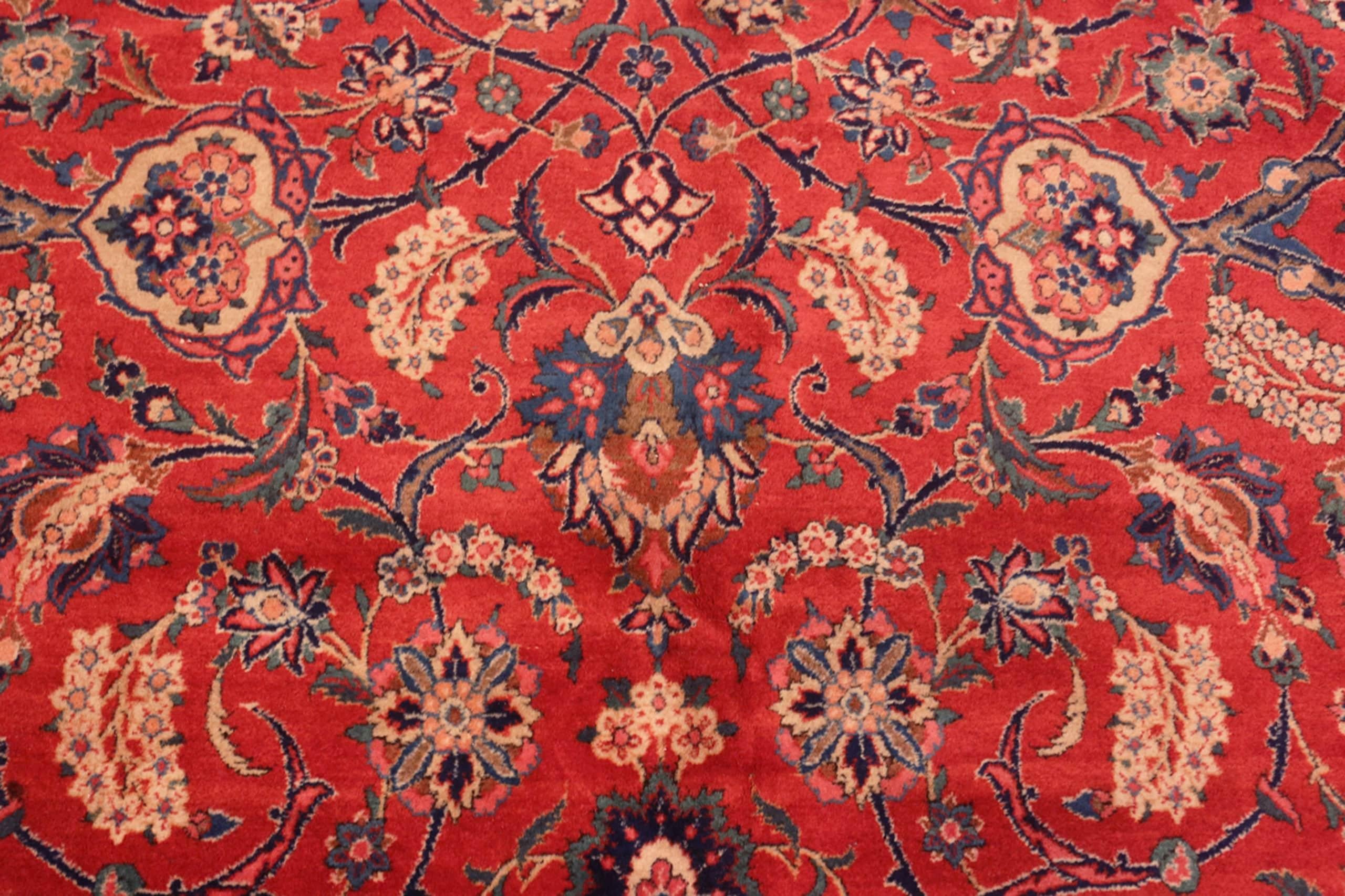 20th Century Large Antique Persian Kashan Dabir Rug 12' x 17' For Sale