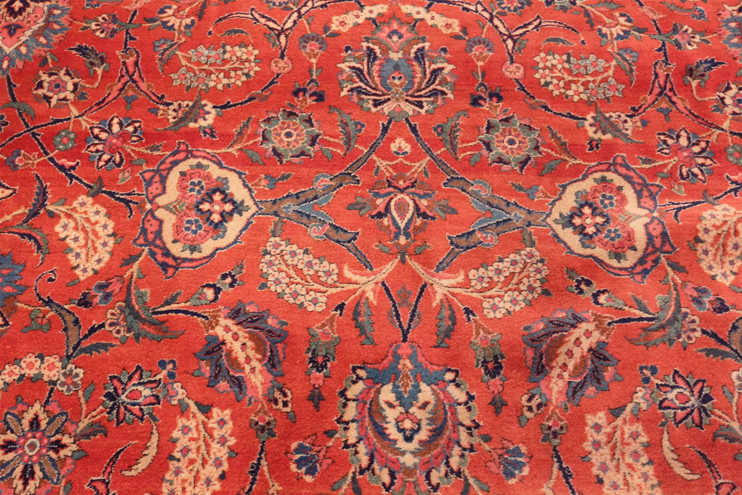 Laine Grand tapis persan Kashan Dabir ancien de 12' x 17' en vente