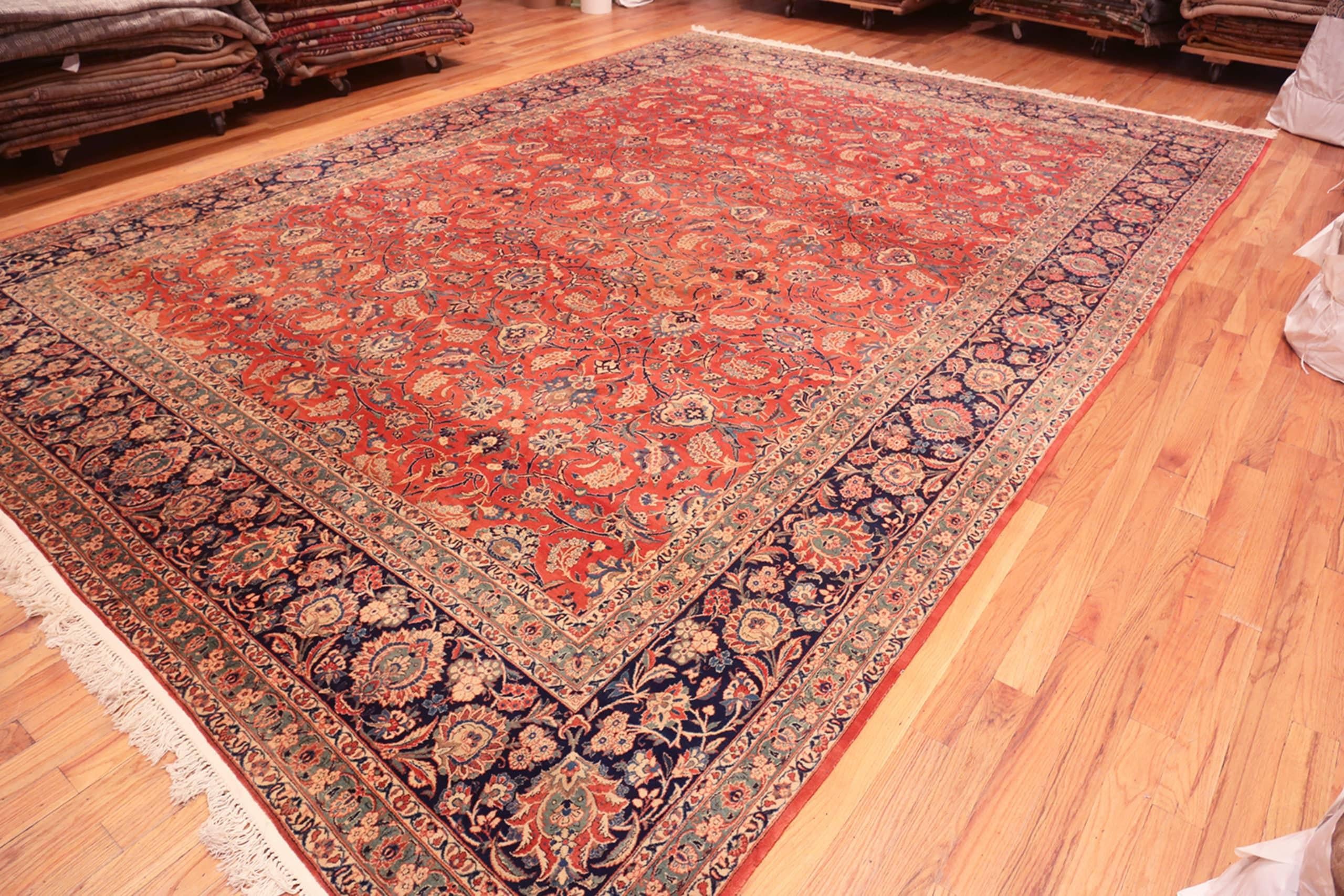 Grand tapis persan Kashan Dabir ancien de 12' x 17' en vente 1