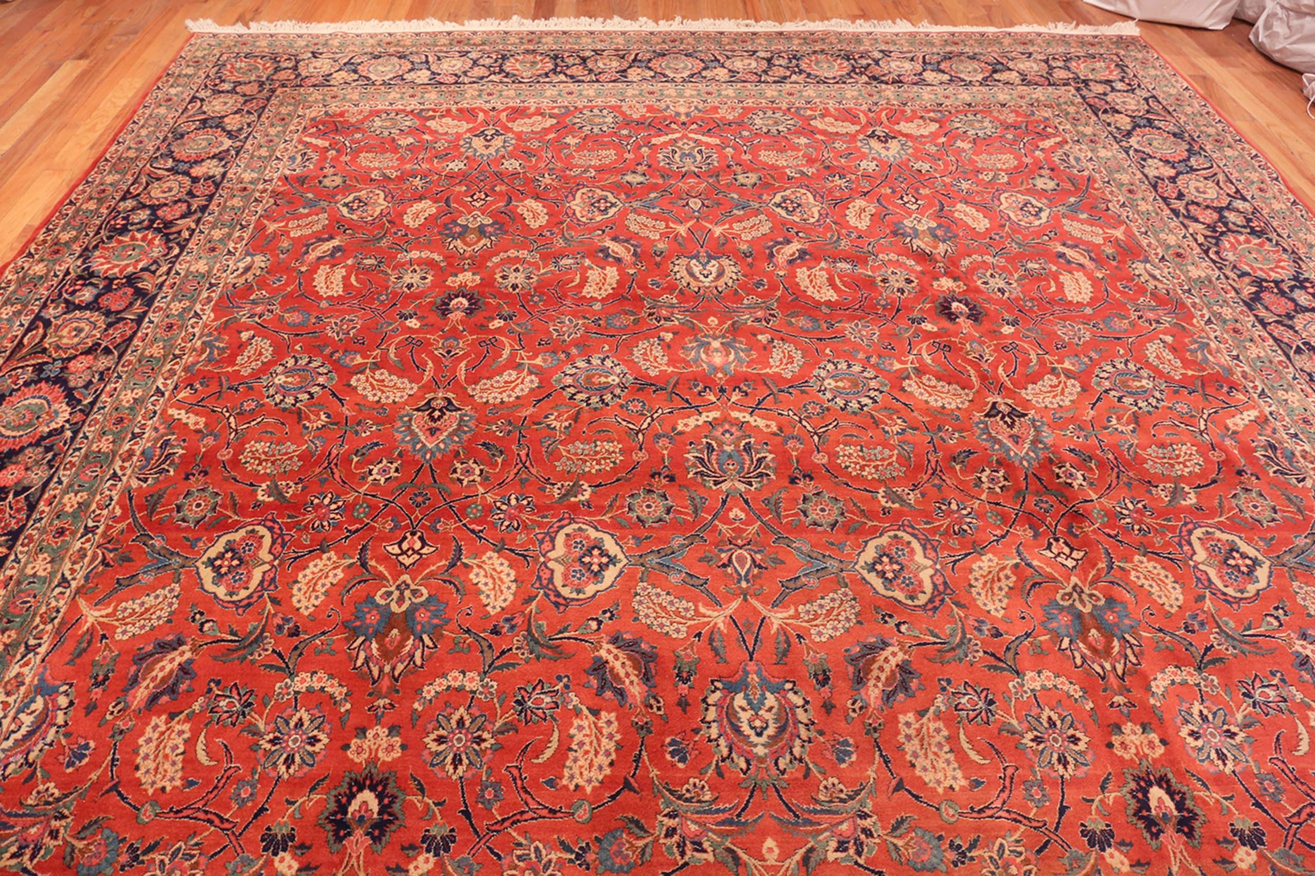 Large Antique Persian Kashan Dabir Rug 12' x 17' For Sale 3
