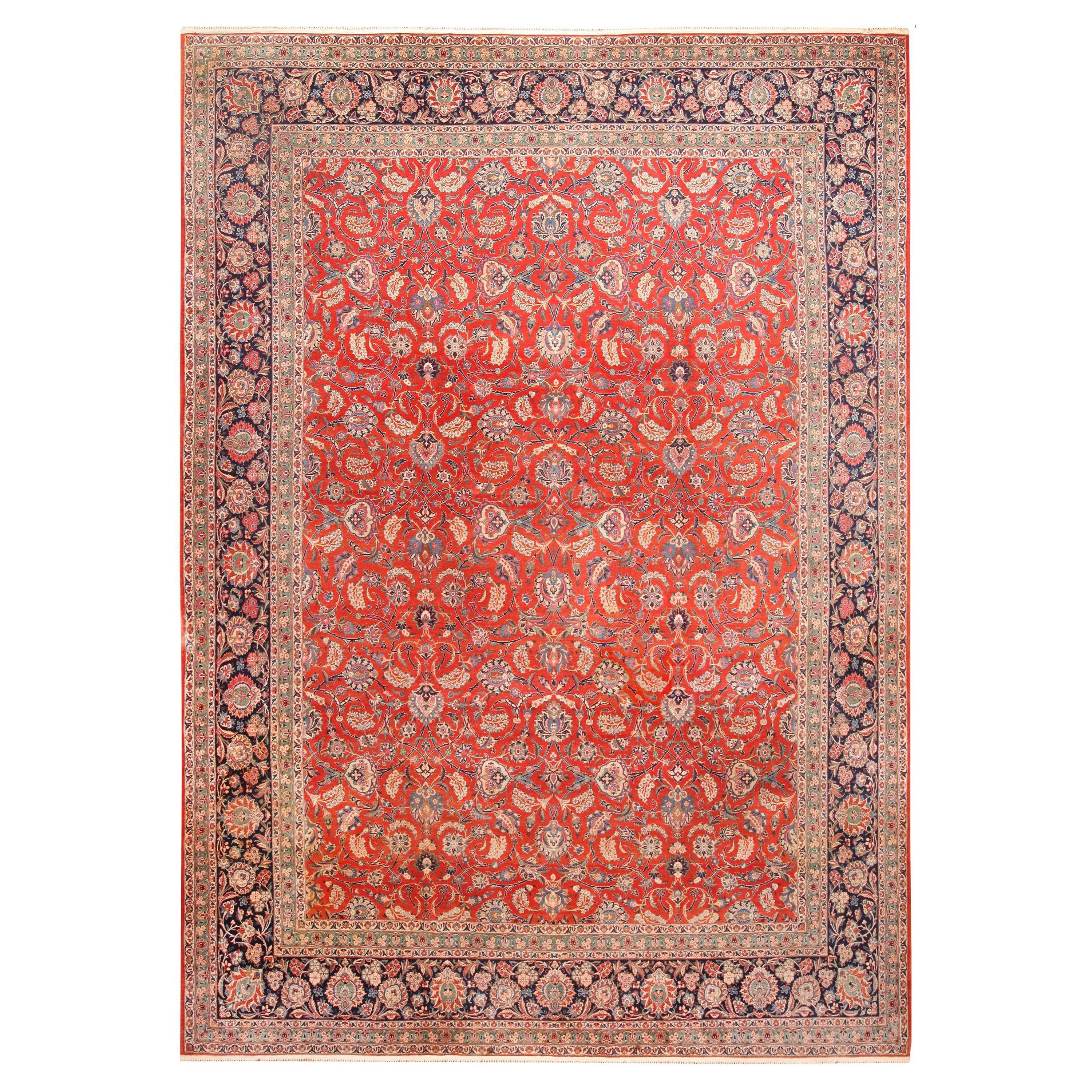 Grande tappeto antico persiano Kashan Dabir 12' x 17'