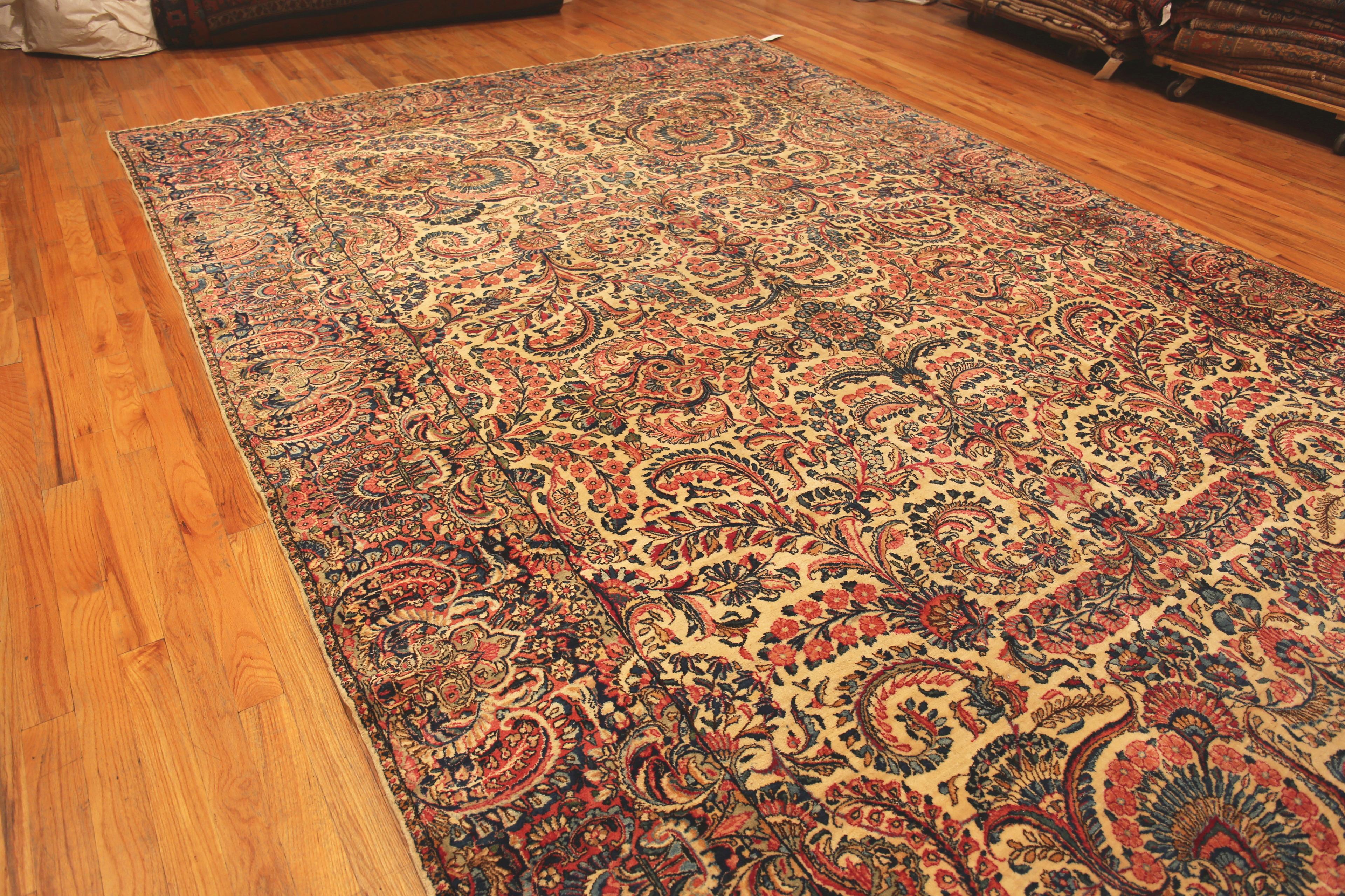 Large Antique Persian Kerman Floral Rug, Country of origin / rug type: Persian rug, Circa date: 1940. Size: 10 ft 9 in x 17 ft 6 in (3.28 m x 5.33 m)