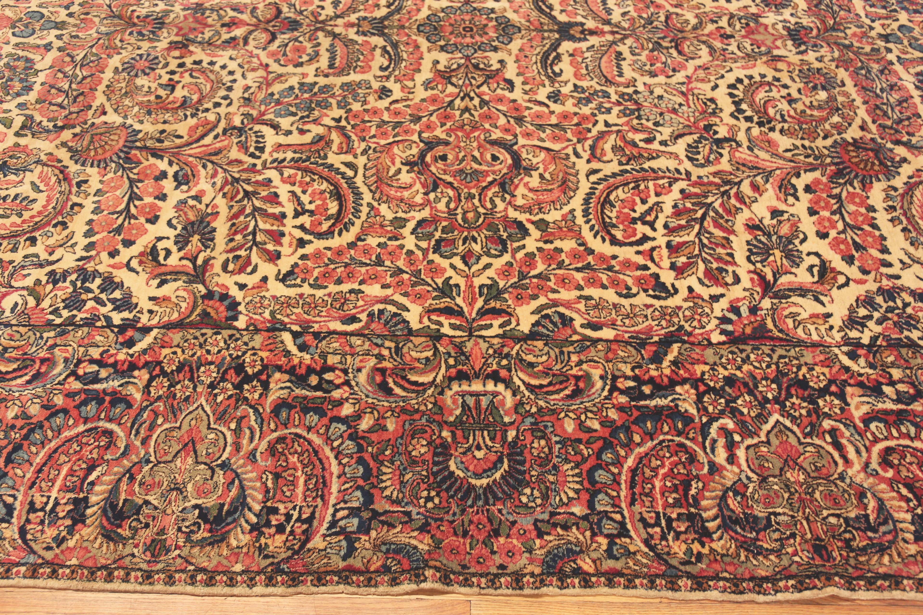 Kirman Antique Persian Kerman Floral Rug. 10 ft 9 in x 17 ft 6 in For Sale