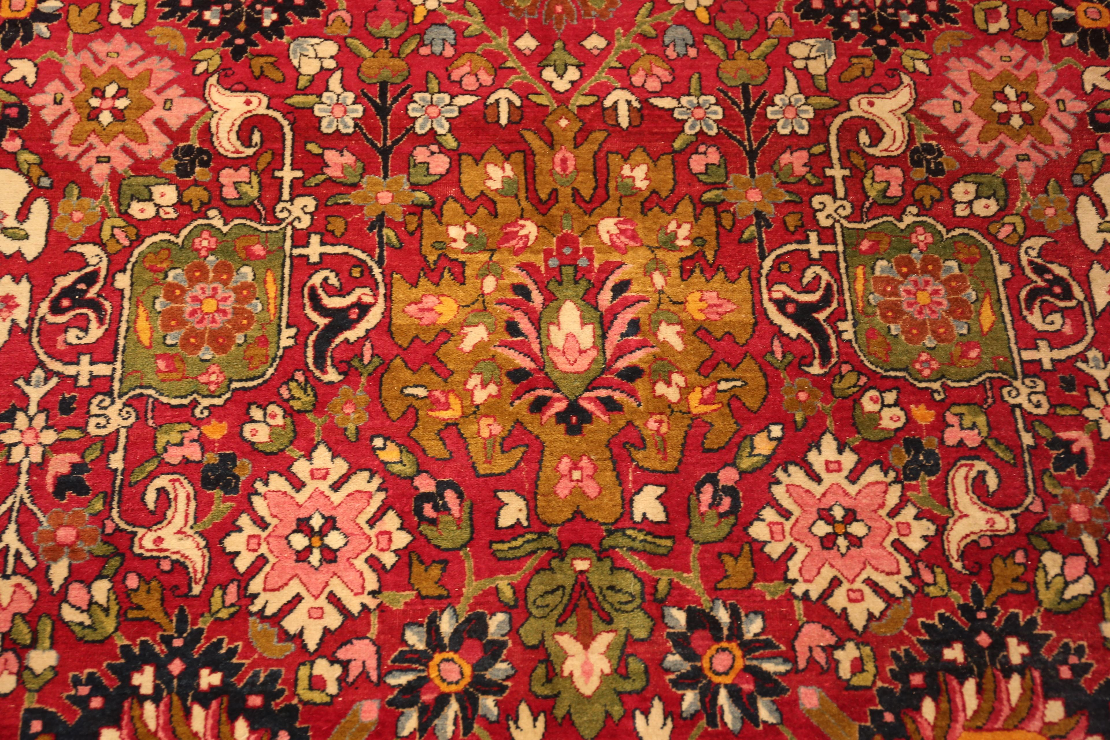 Hand-Knotted Antique Persian Kerman Rug. Size: 11 ft 10 in x 20 ft For Sale