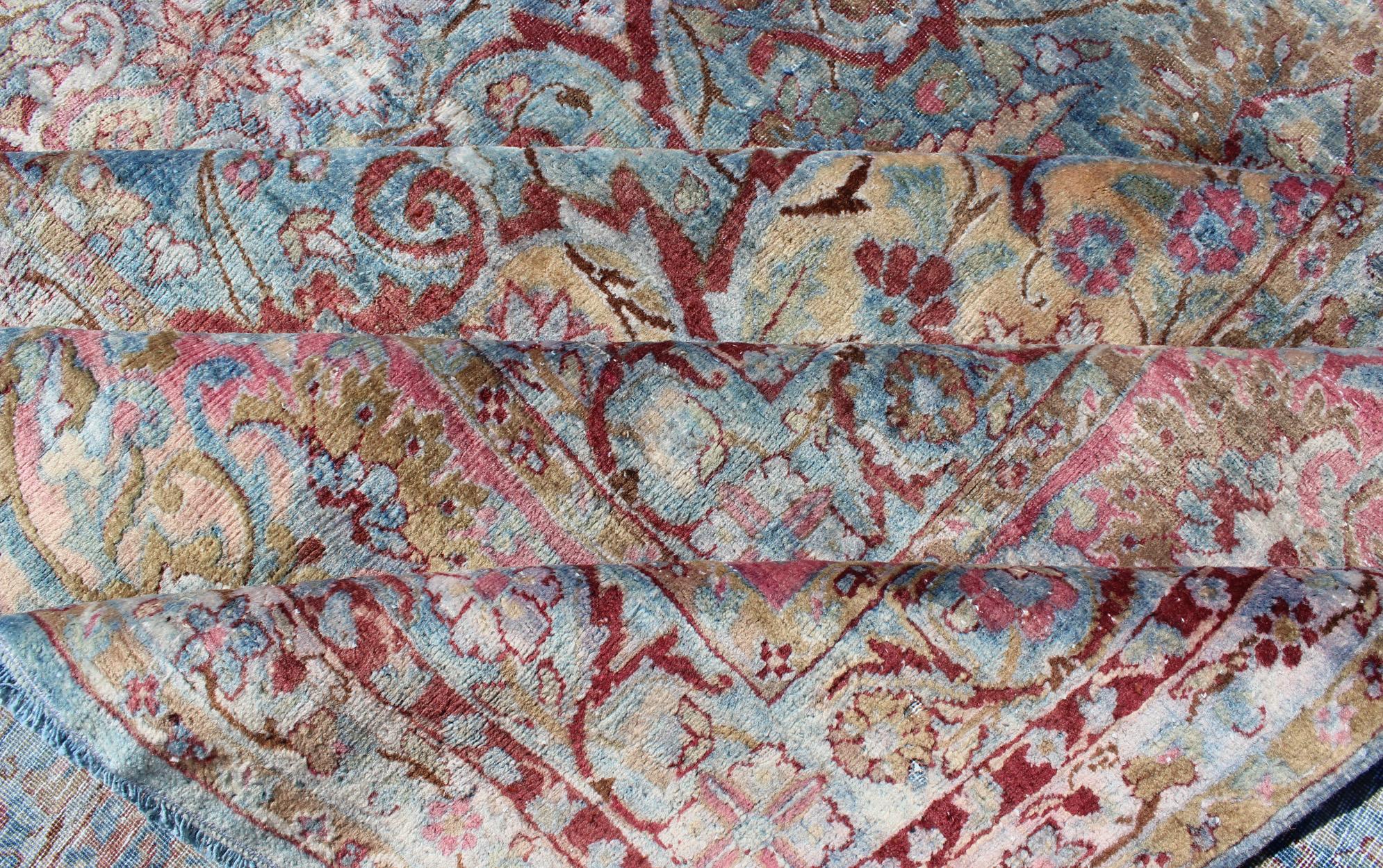 blue and pink rug