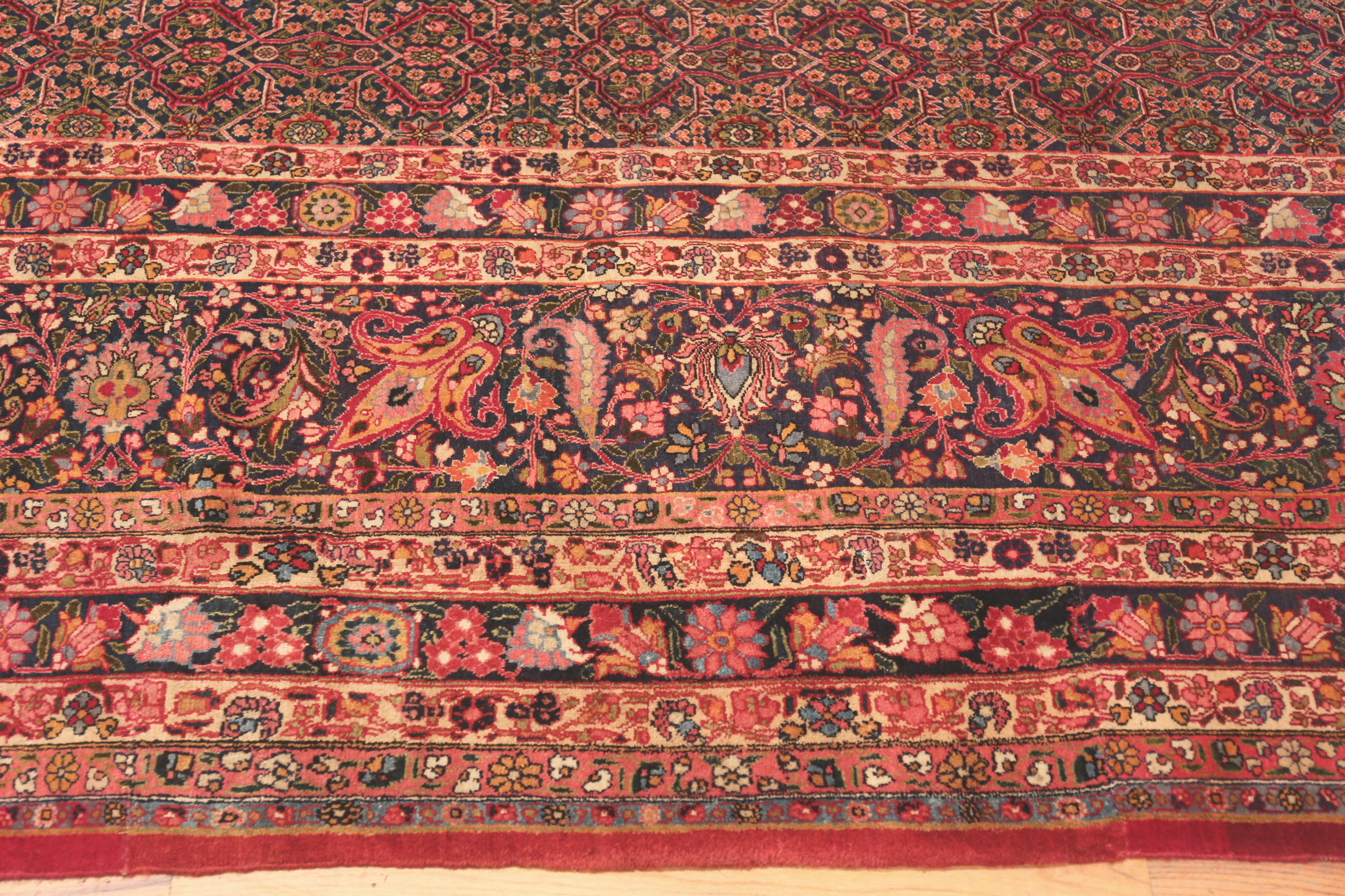 Hand-Knotted Large Classic Jewel Tone Color Antique Persian Khorassan Rug 11'5