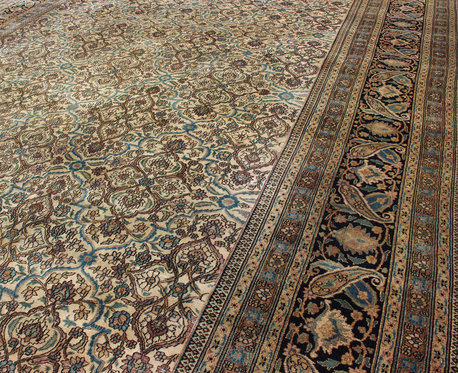 Large Antique Persian Khorassan with All-Over Botanical Design  For Sale 4