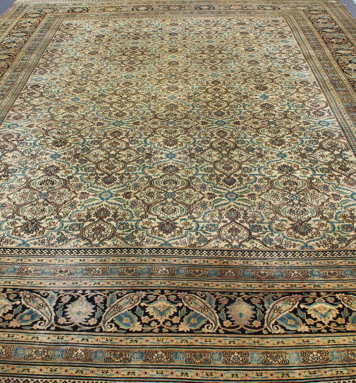 Large Antique Persian Khorassan with All-Over Botanical Design  For Sale 5