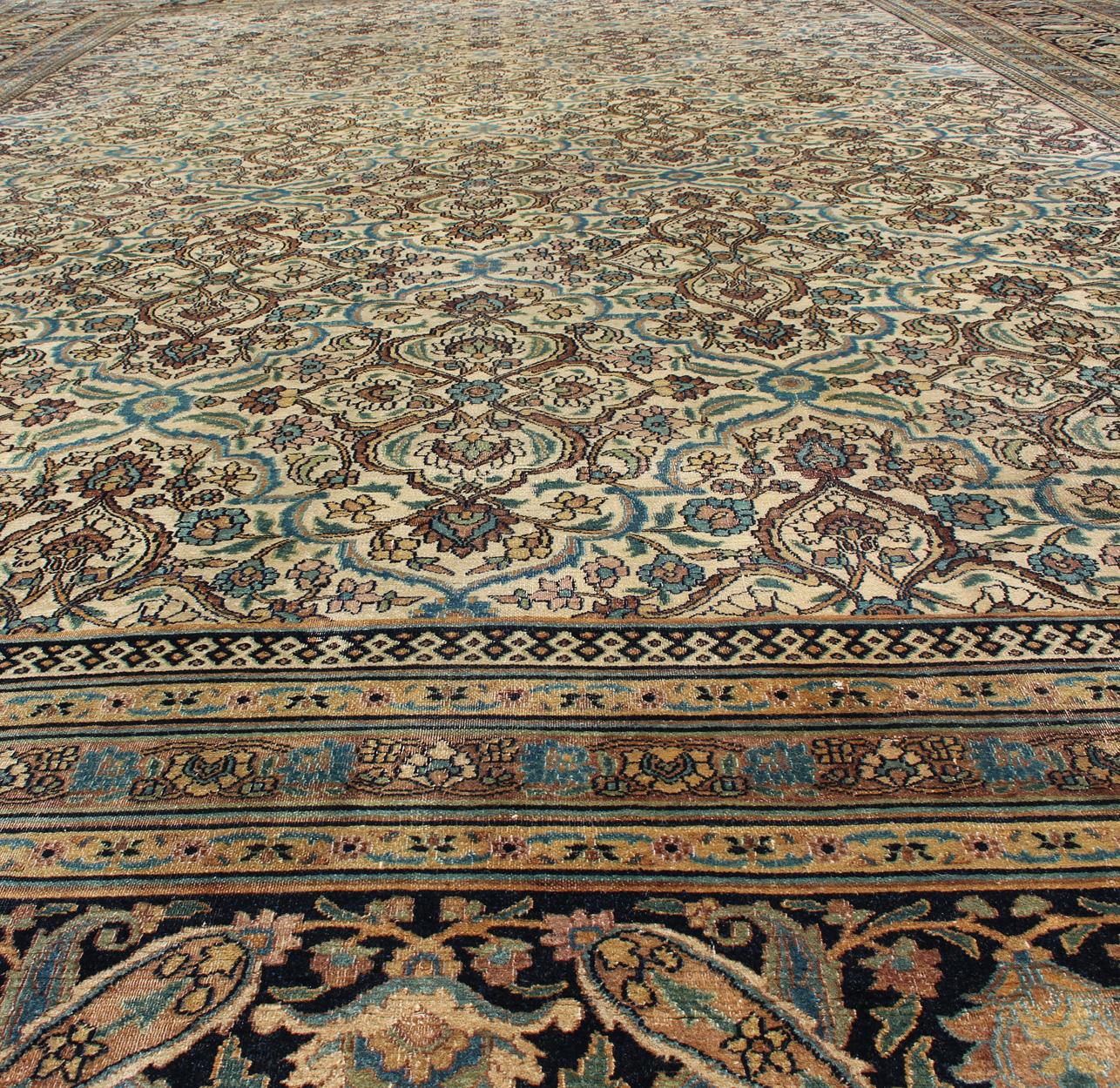Large Antique Persian Khorassan with All-Over Botanical Design  For Sale 6