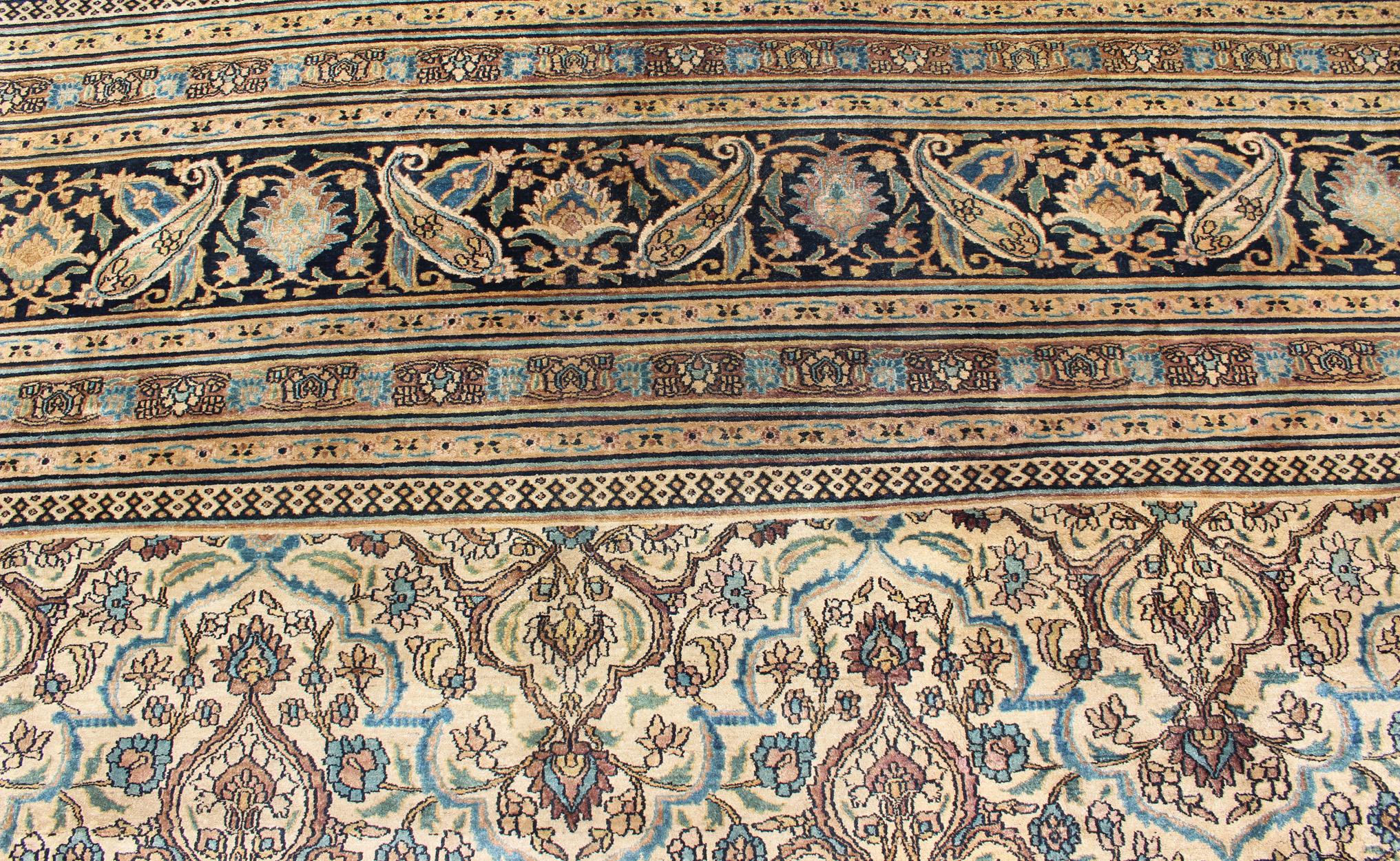 Large Antique Persian Khorassan with All-Over Botanical Design  For Sale 8