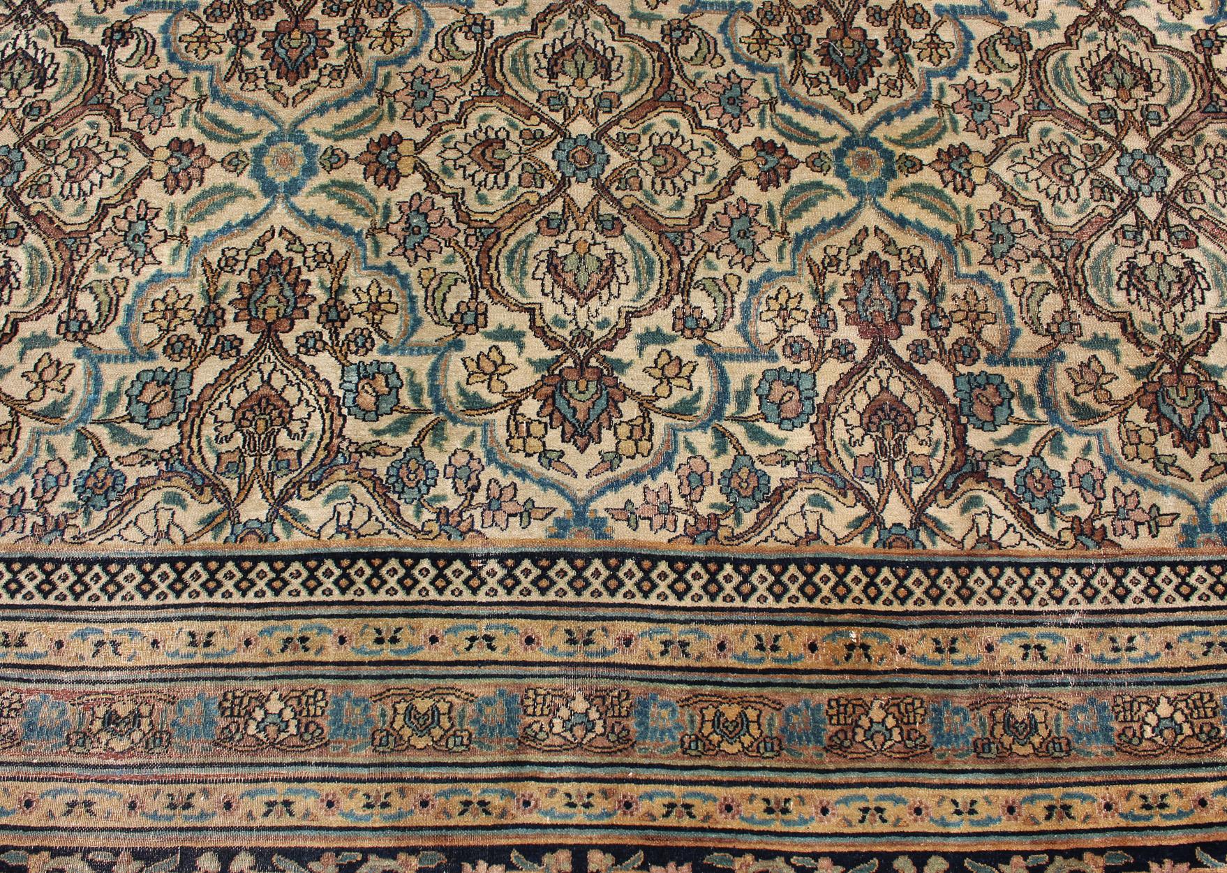 Large Antique Persian Khorassan with All-Over Botanical Design  For Sale 9