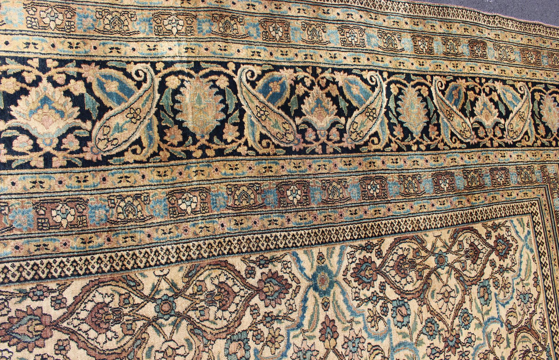 Large Antique Persian Khorassan with All-Over Botanical Design  For Sale 10