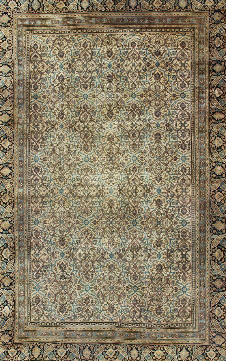 Hand-Knotted Large Antique Persian Khorassan with All-Over Botanical Design  For Sale