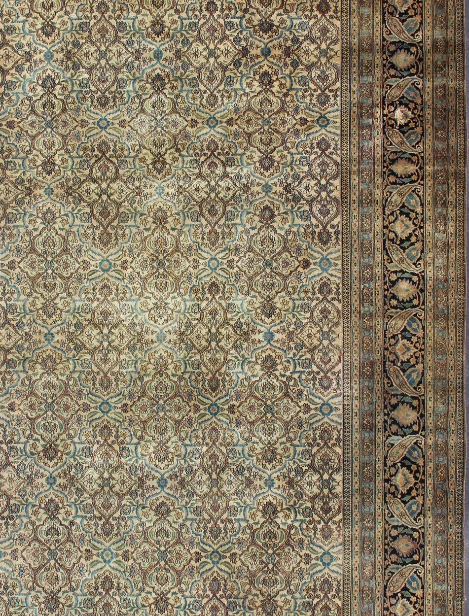 Large Antique Persian Khorassan with All-Over Botanical Design  In Good Condition For Sale In Atlanta, GA