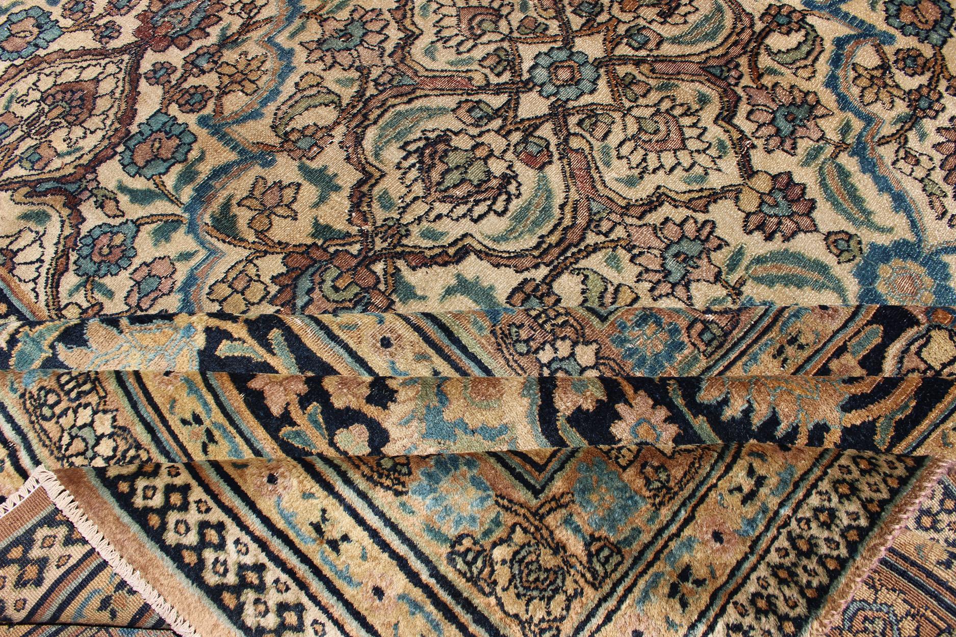 Late 19th Century Large Antique Persian Khorassan with All-Over Botanical Design  For Sale