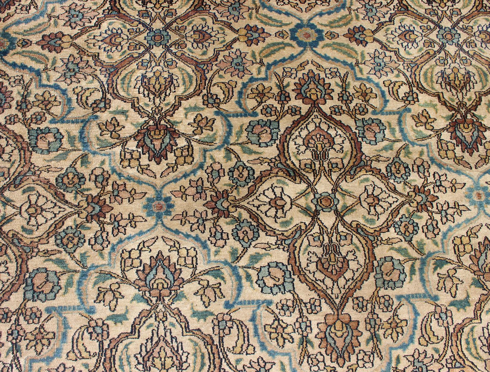 Large Antique Persian Khorassan with All-Over Botanical Design  For Sale 3