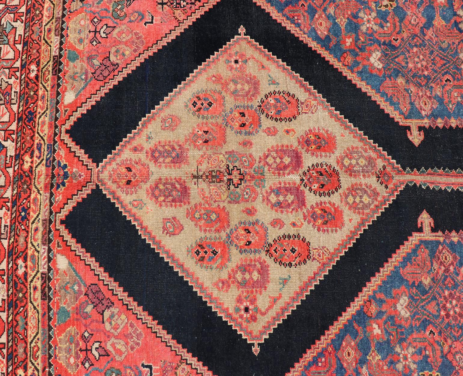 Large Antique Persian Malayer Gallery Runner with Geometric Medallion For Sale 5