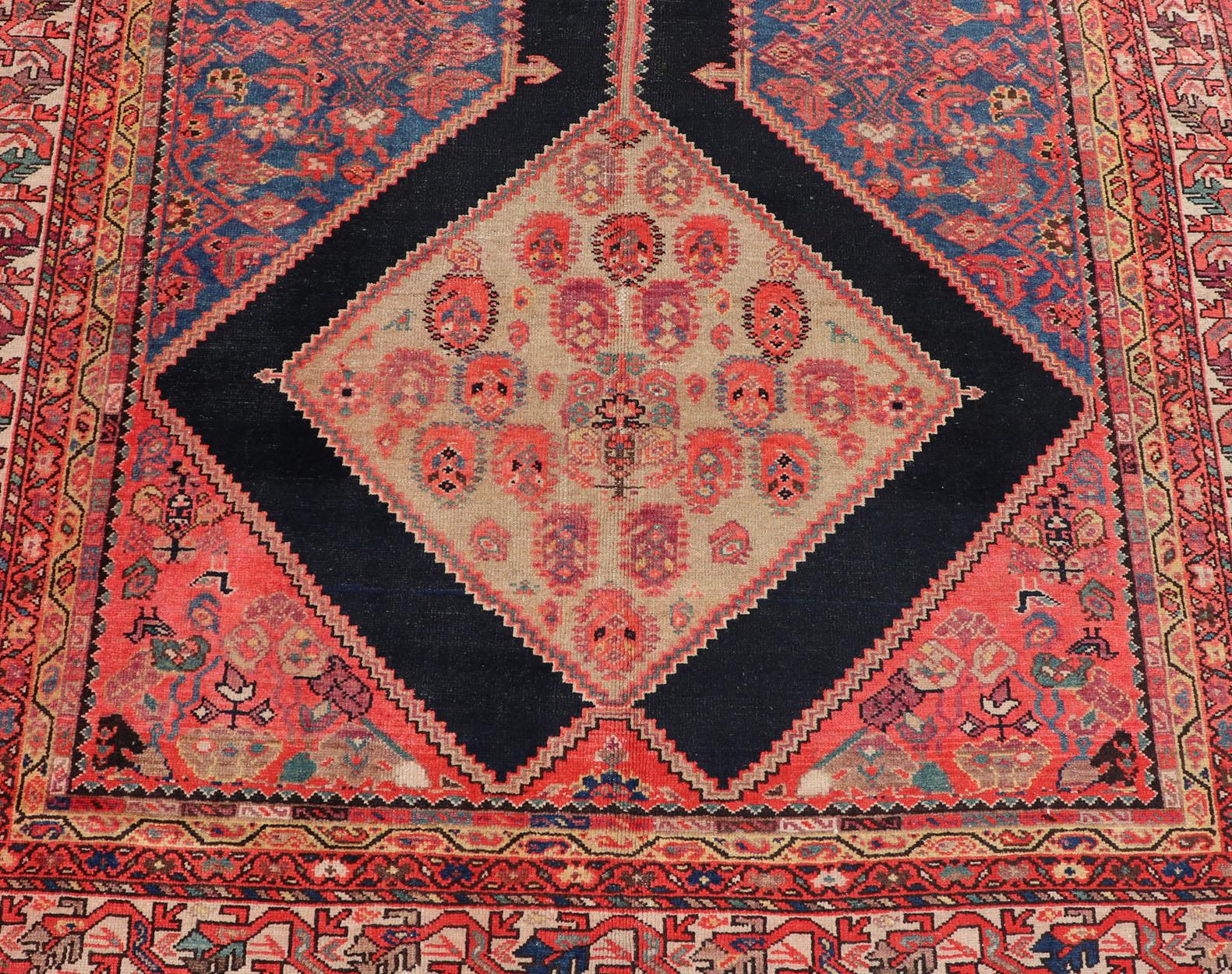 Large Antique Persian Malayer Gallery Runner with Geometric Medallion For Sale 6