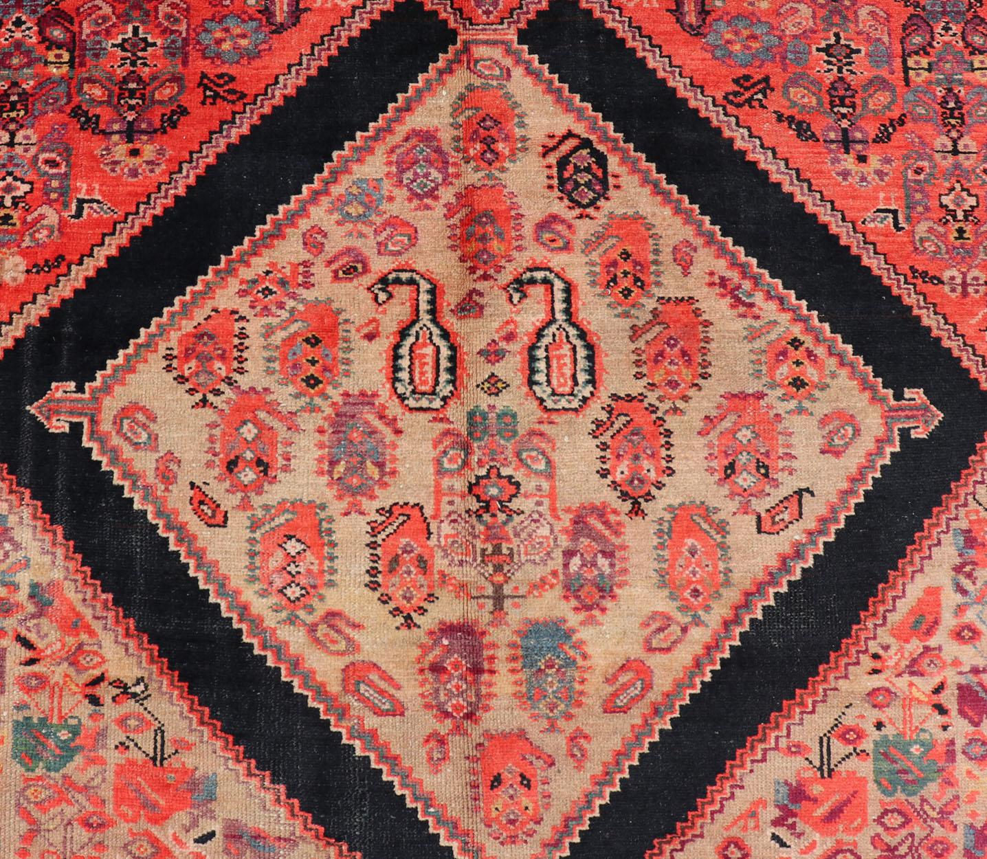Large Antique Persian Malayer Gallery Runner with Geometric Medallion For Sale 7