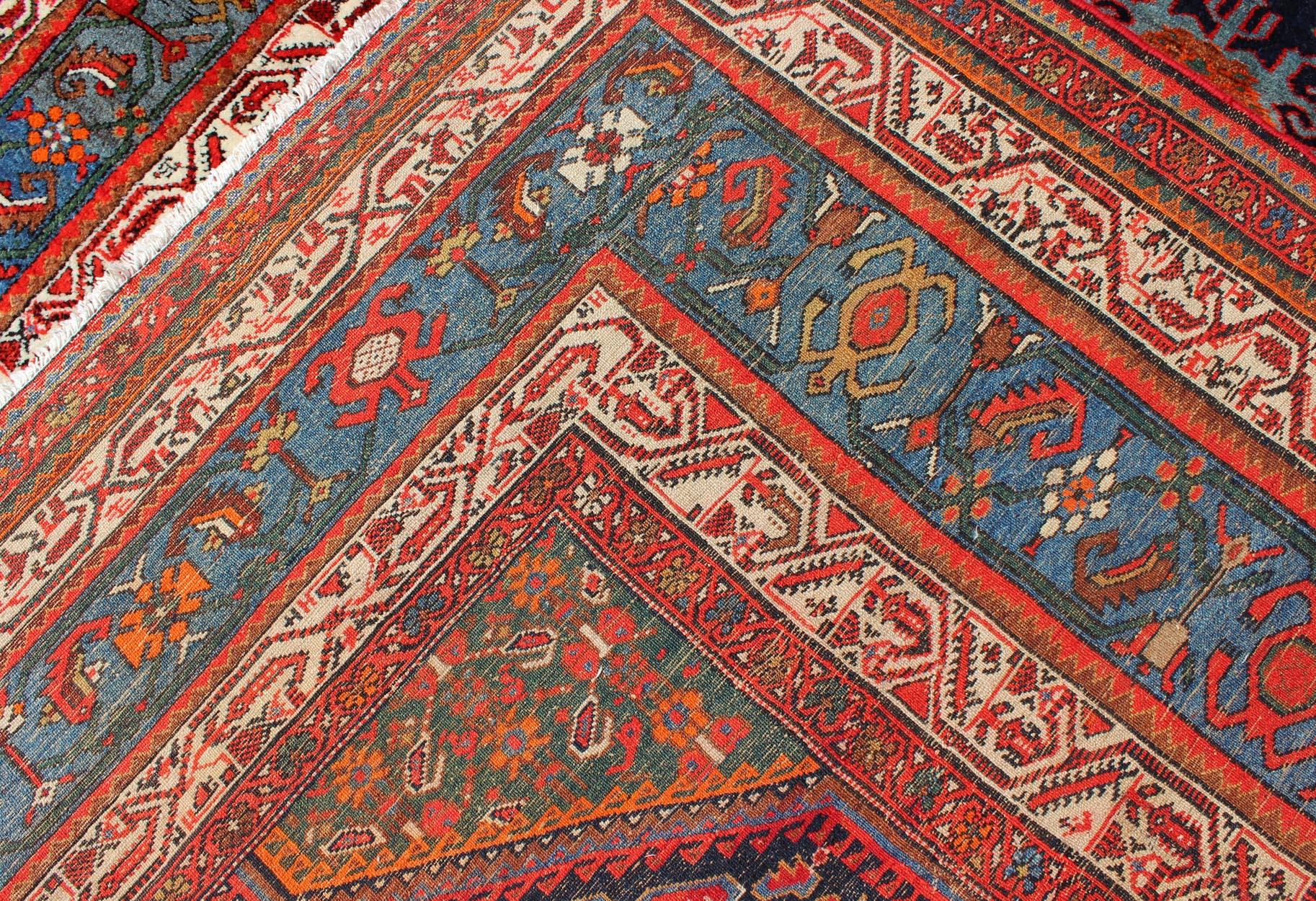 Large Antique Persian Malayer Gallery Runner with Geometric Medallion For Sale 8