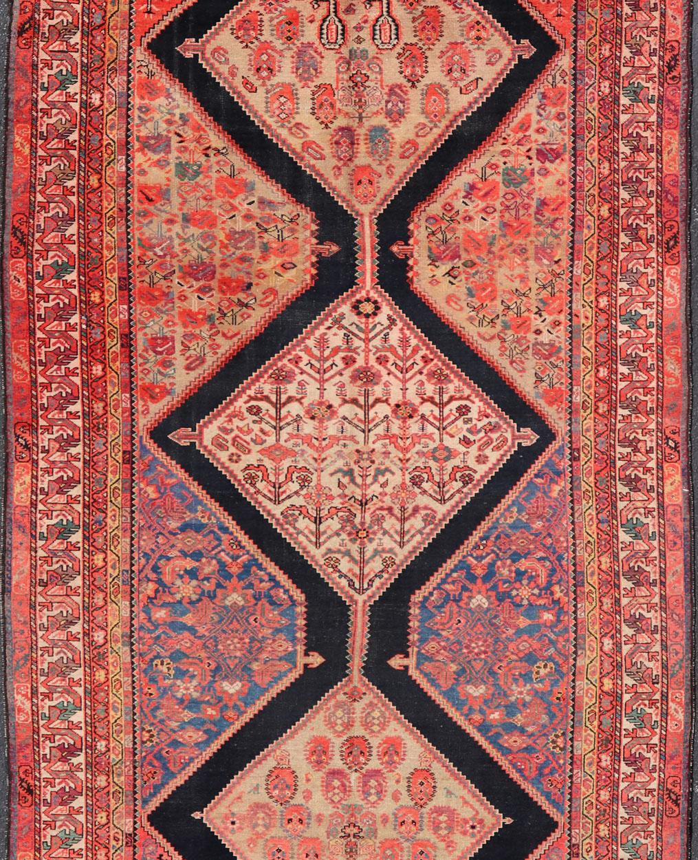Large Antique Persian Malayer Gallery Runner with Geometric Medallion For Sale 11