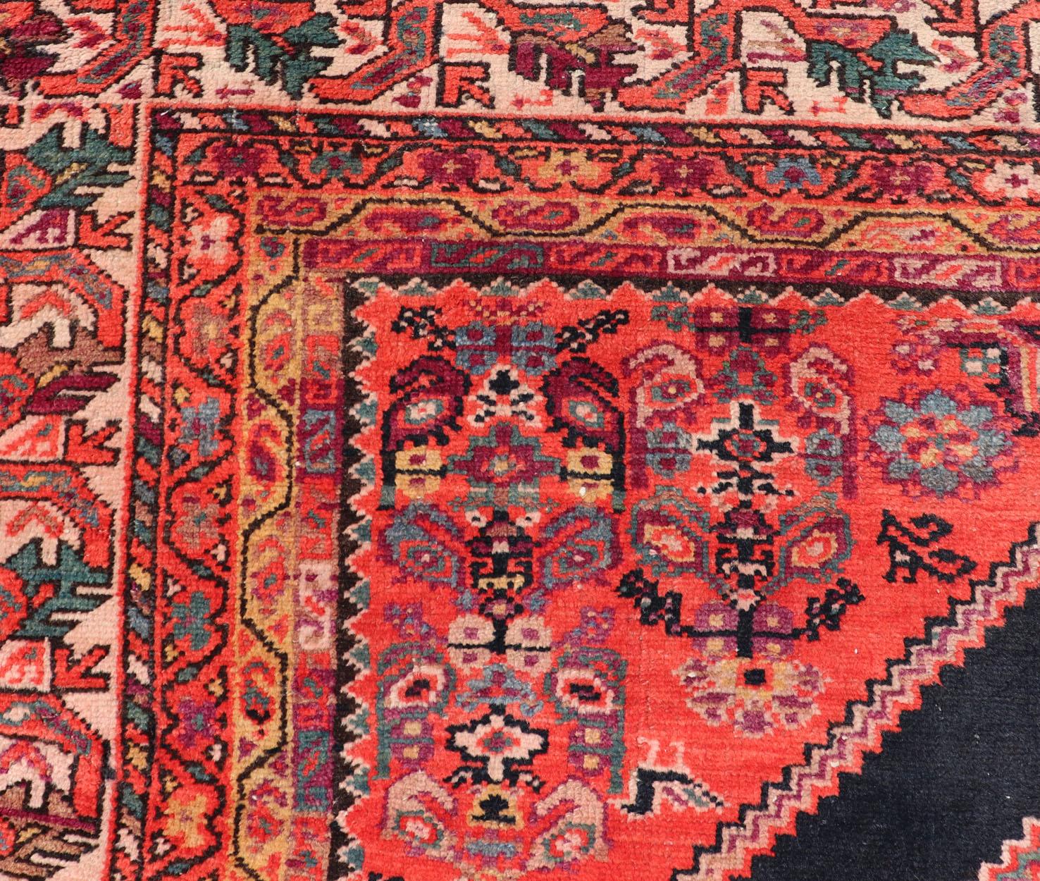 Large Antique Persian Malayer Gallery Runner with Geometric Medallion For Sale 1
