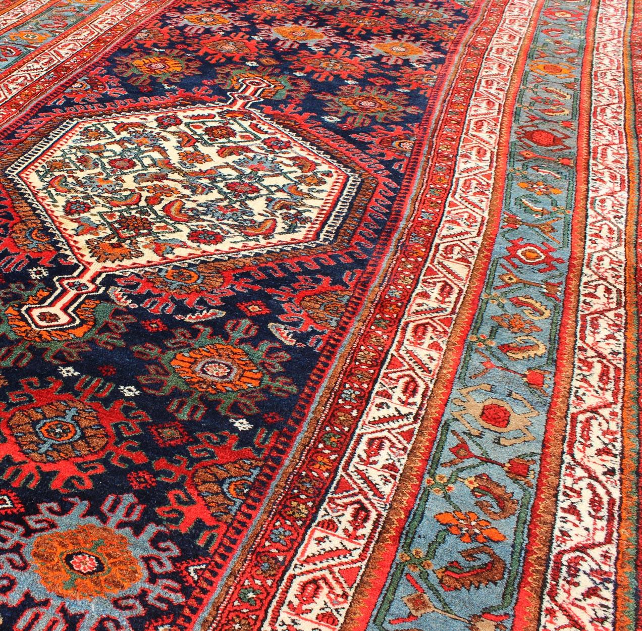 Large Antique Persian Malayer Gallery Runner with Geometric Medallion For Sale 2