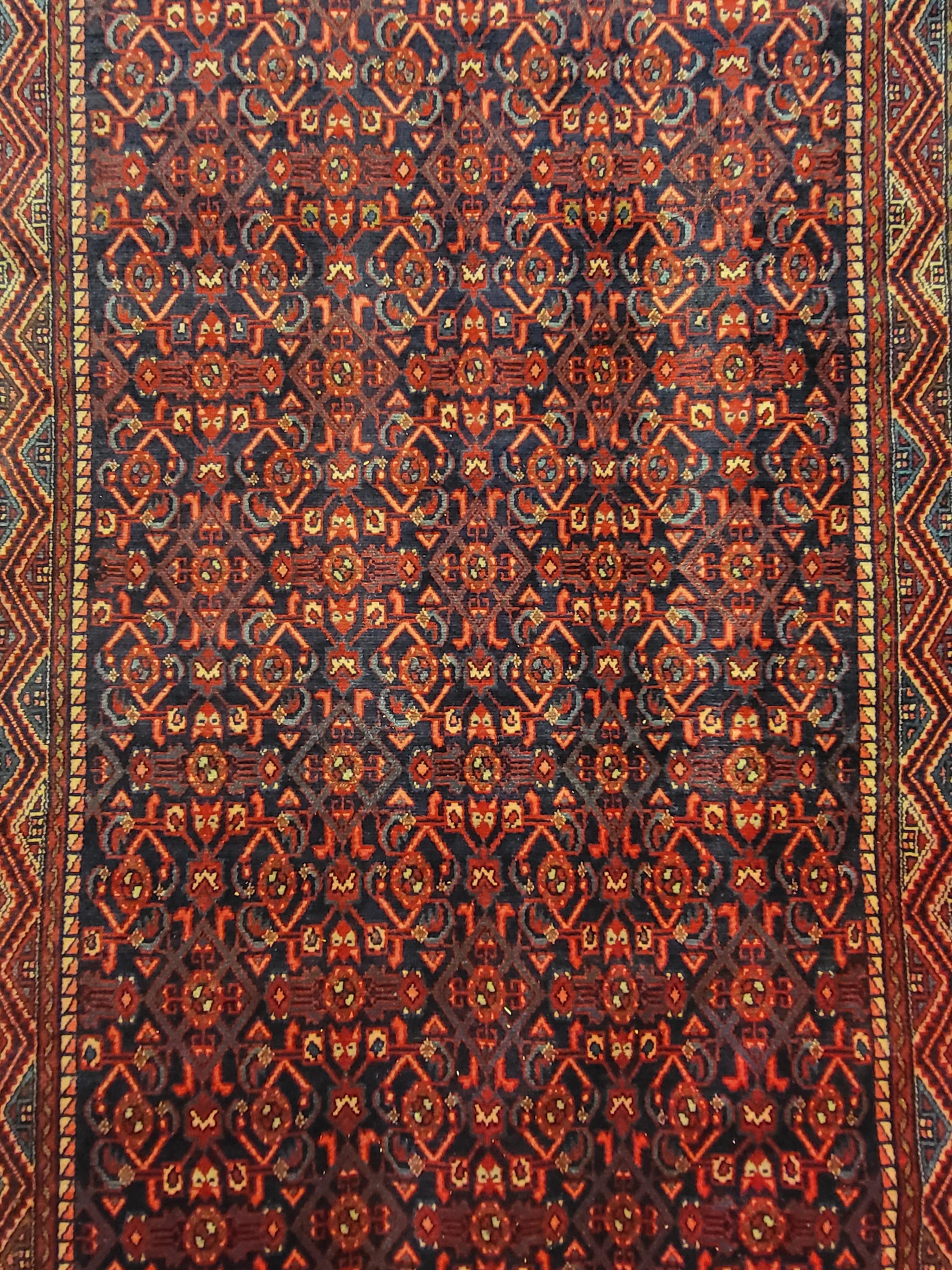 Intricate Antique Malayer Runner

3ft 6in x 13ft

Absolutely stunning Persian Runner woven in the famous area of Malayer.

Malayer is known for their beautiful tribal designs that have become highly sought after by collectors. Because they're so