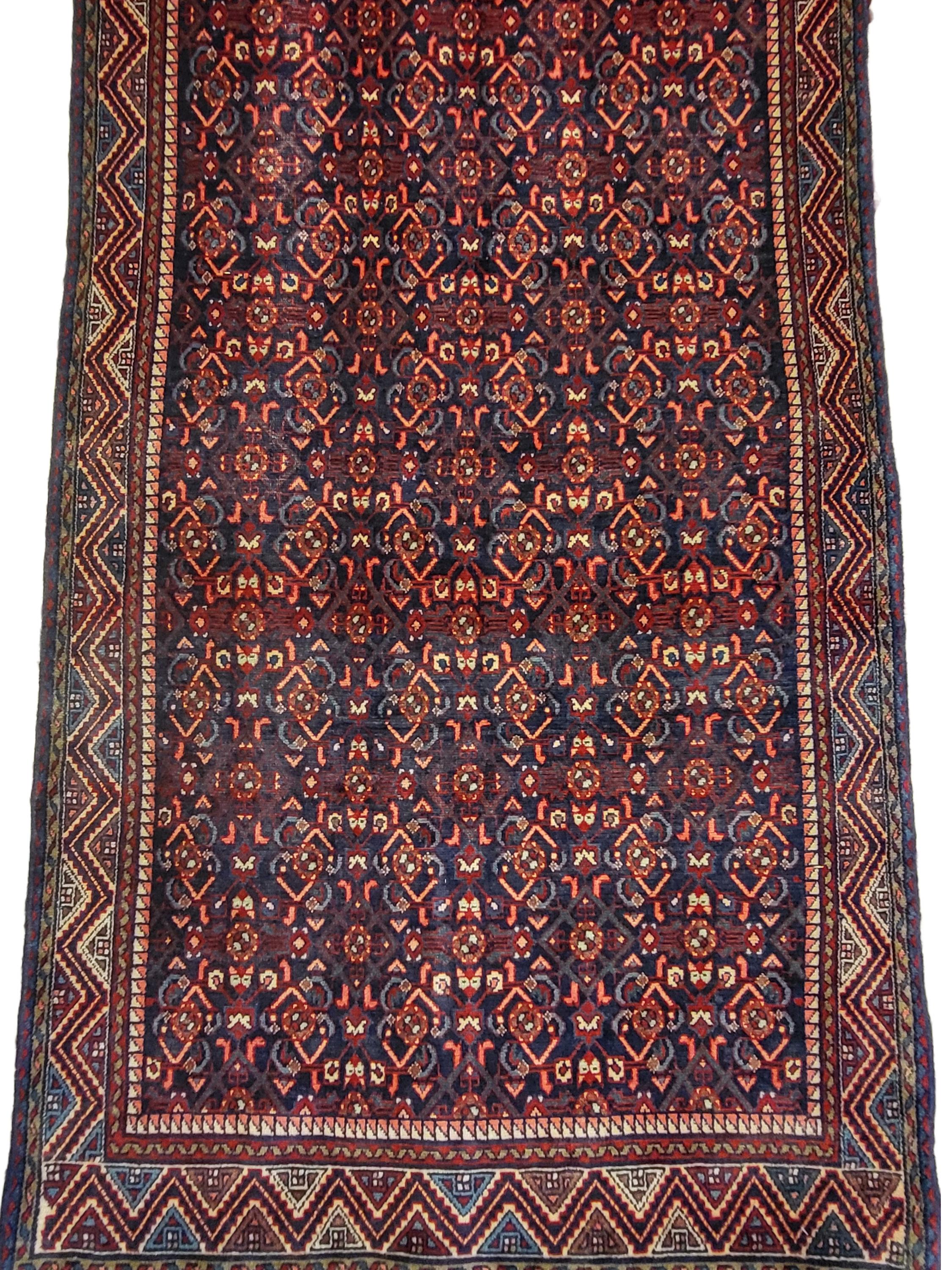 Hand-Knotted Large Antique Persian Malayer - Mahi Runner For Sale