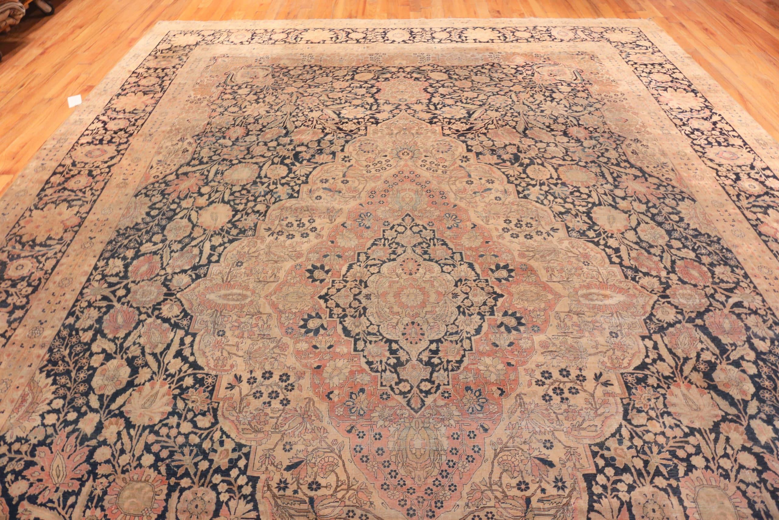 Wool Antique Persian Mohtashem Kashan Rug. 12 ft x 16 ft 6 in  For Sale