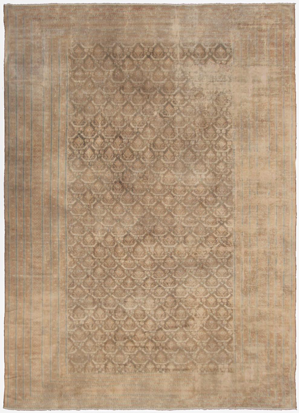 Rare tapis persan ancien de type malayer, beige, géométrique, ton sur ton, exceptionnel, 9x12 1920




