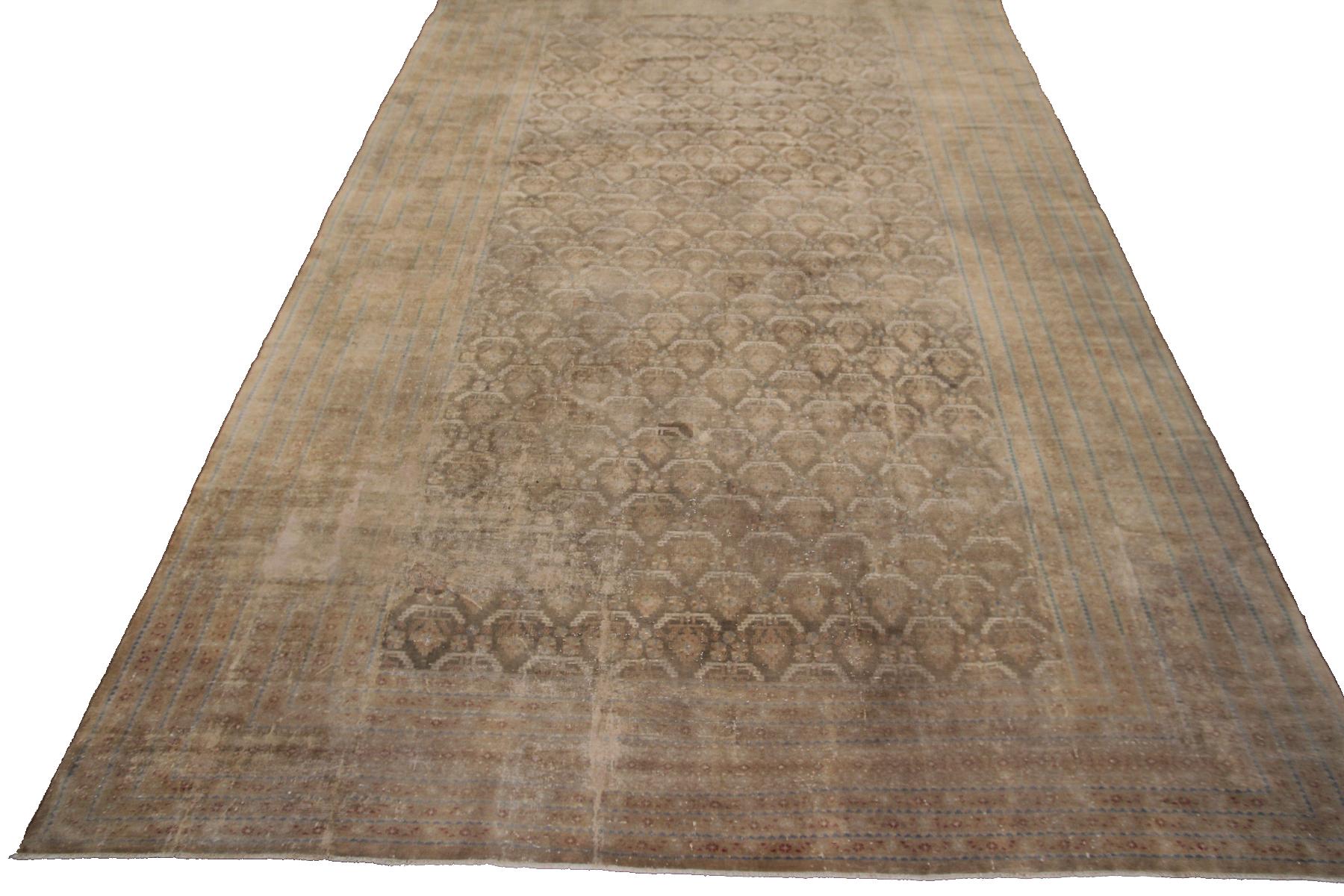 Hand-Knotted Large Antique Persian Rug Antique Persian Malayer Rug Beige Tone on Tone For Sale