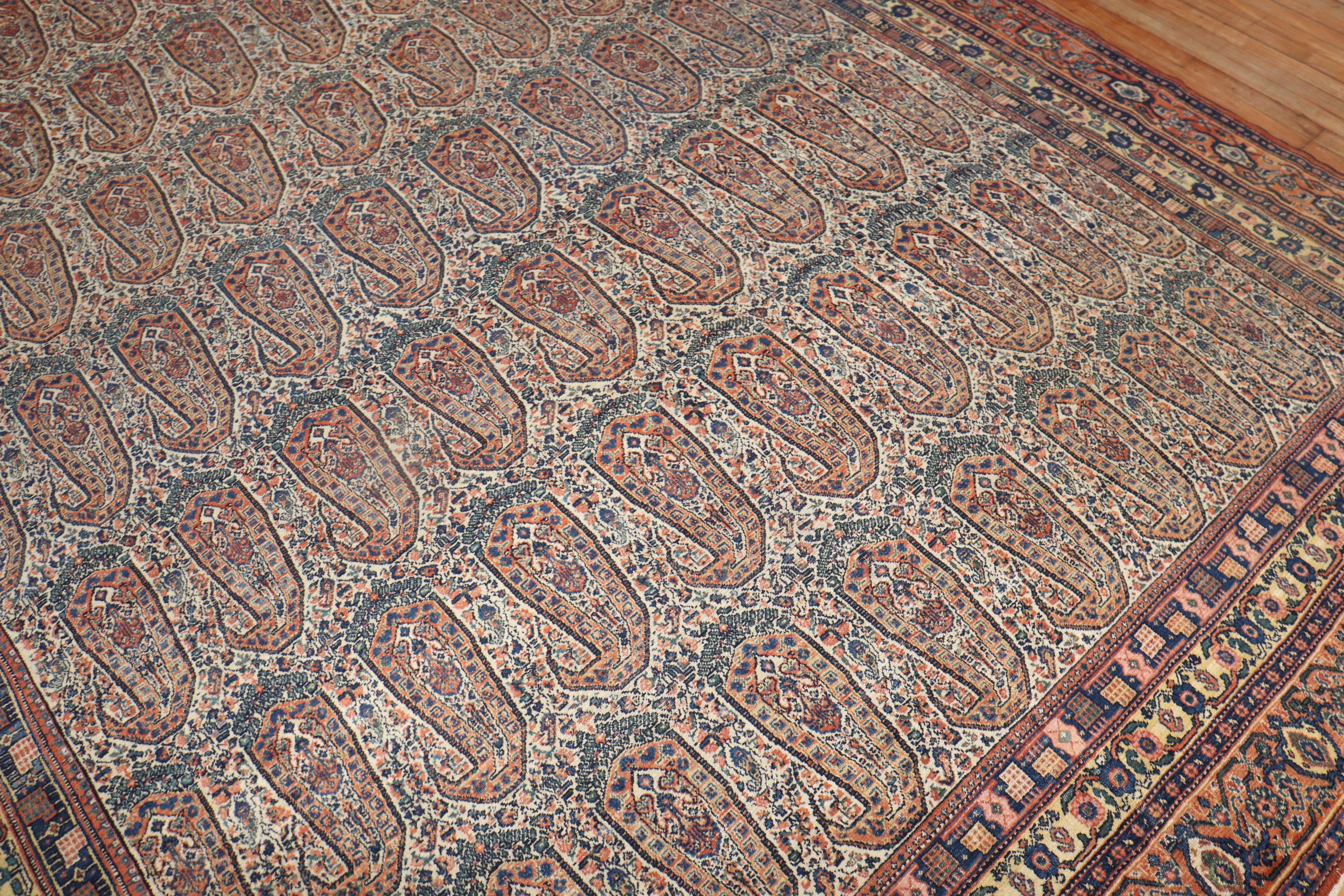 Large Antique Persian Senneh Rug In Good Condition For Sale In New York, NY