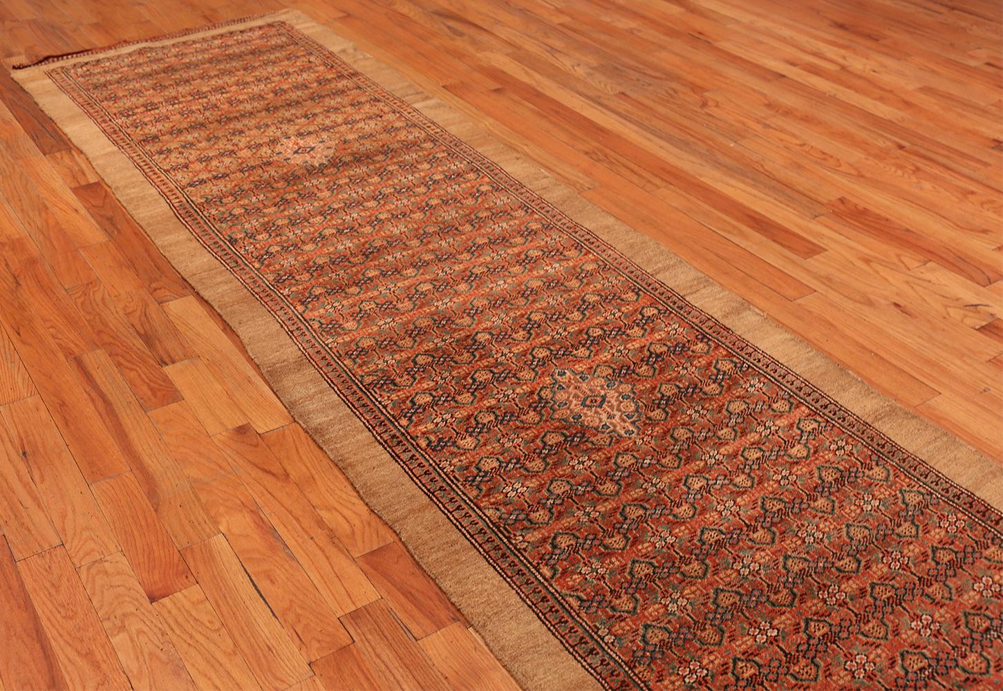 Wool Large Antique Persian Serab Runner Rug. Size: 3 ft 5 in x 16 ft 6 in