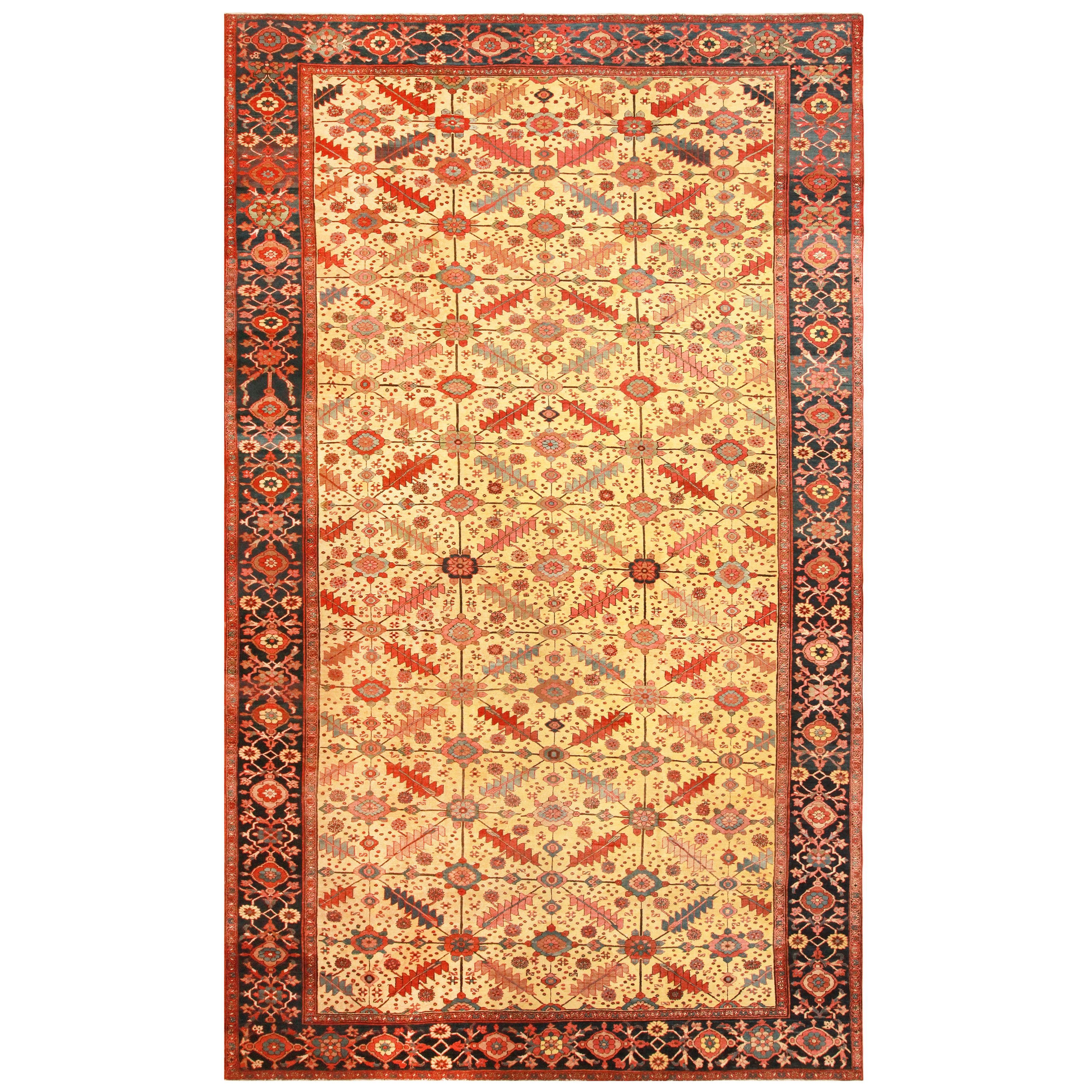 Grande tappeto antico persiano Serapi. 11 ft 4 in x 19 ft 3 in in vendita