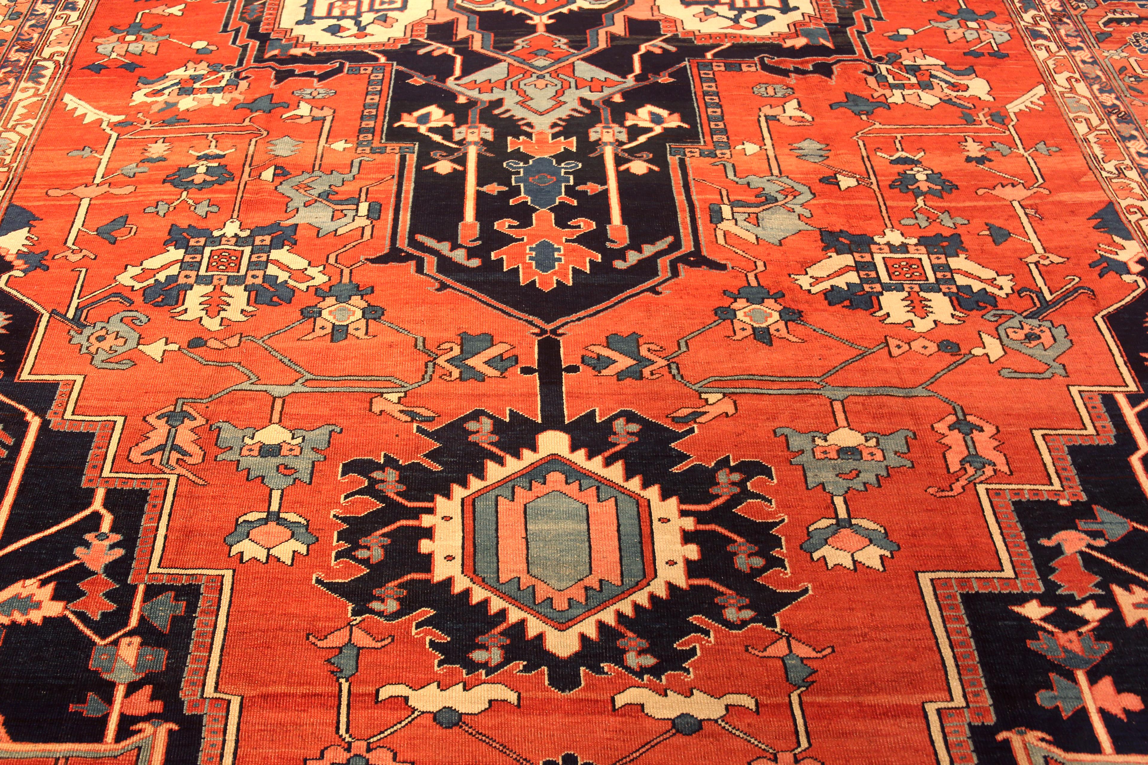 Noué à la main Grand tapis persan Serapi ancien 11'9