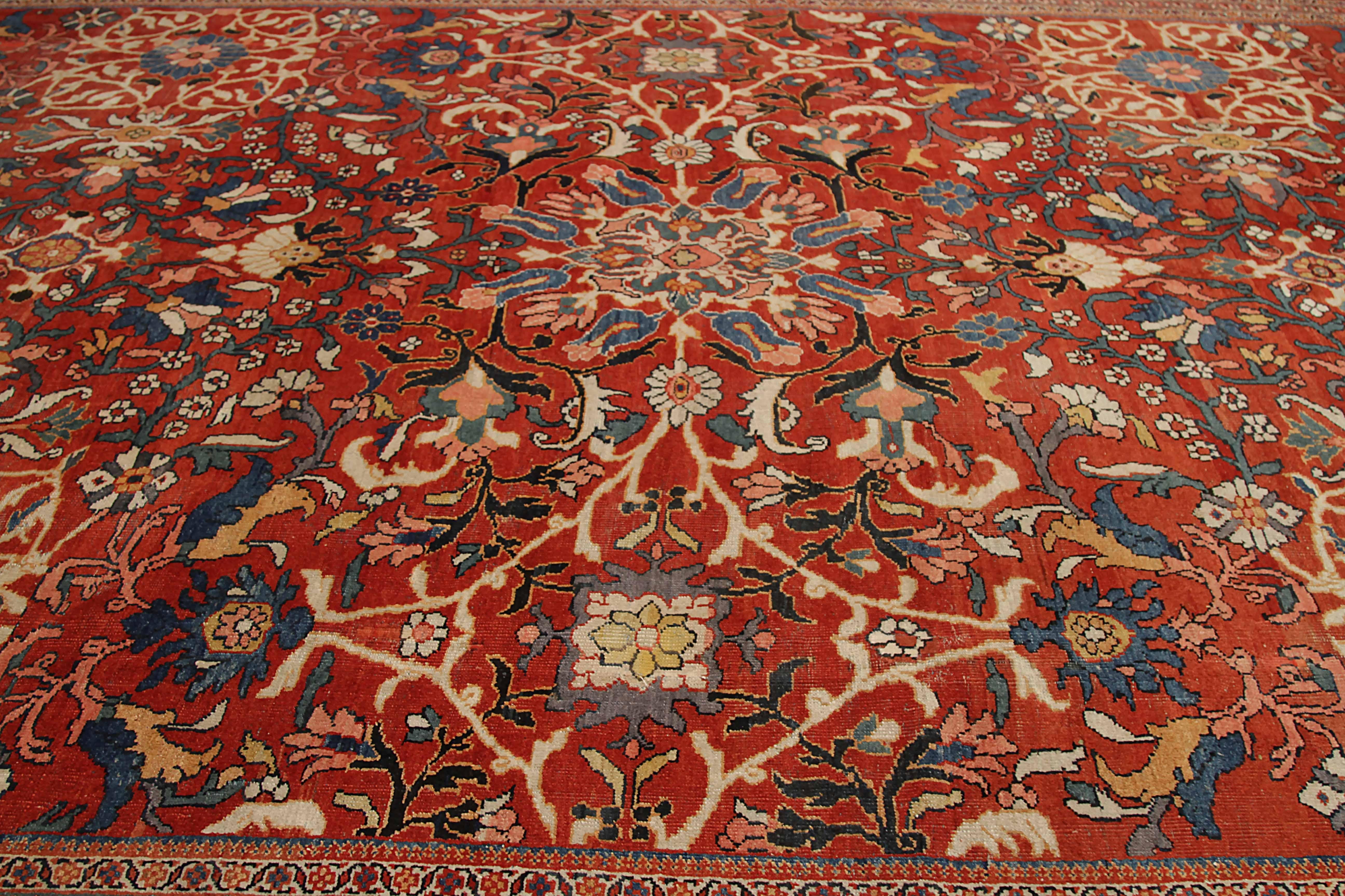 Hand-Woven Large Antique Persian Sultanabad Area Rug Circa 1900s For Sale