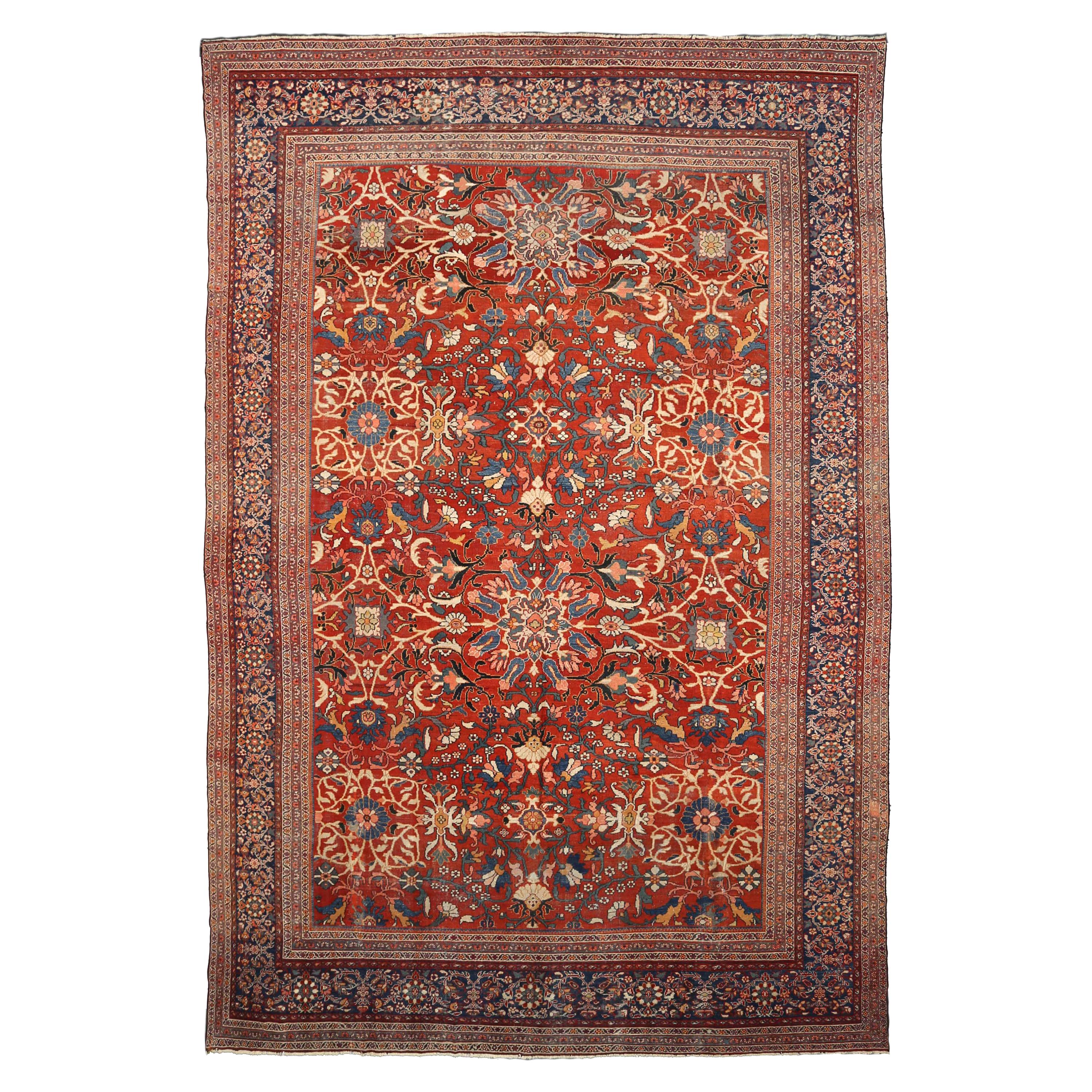 Large Antique Persian Sultanabad Area Rug Circa 1900s For Sale