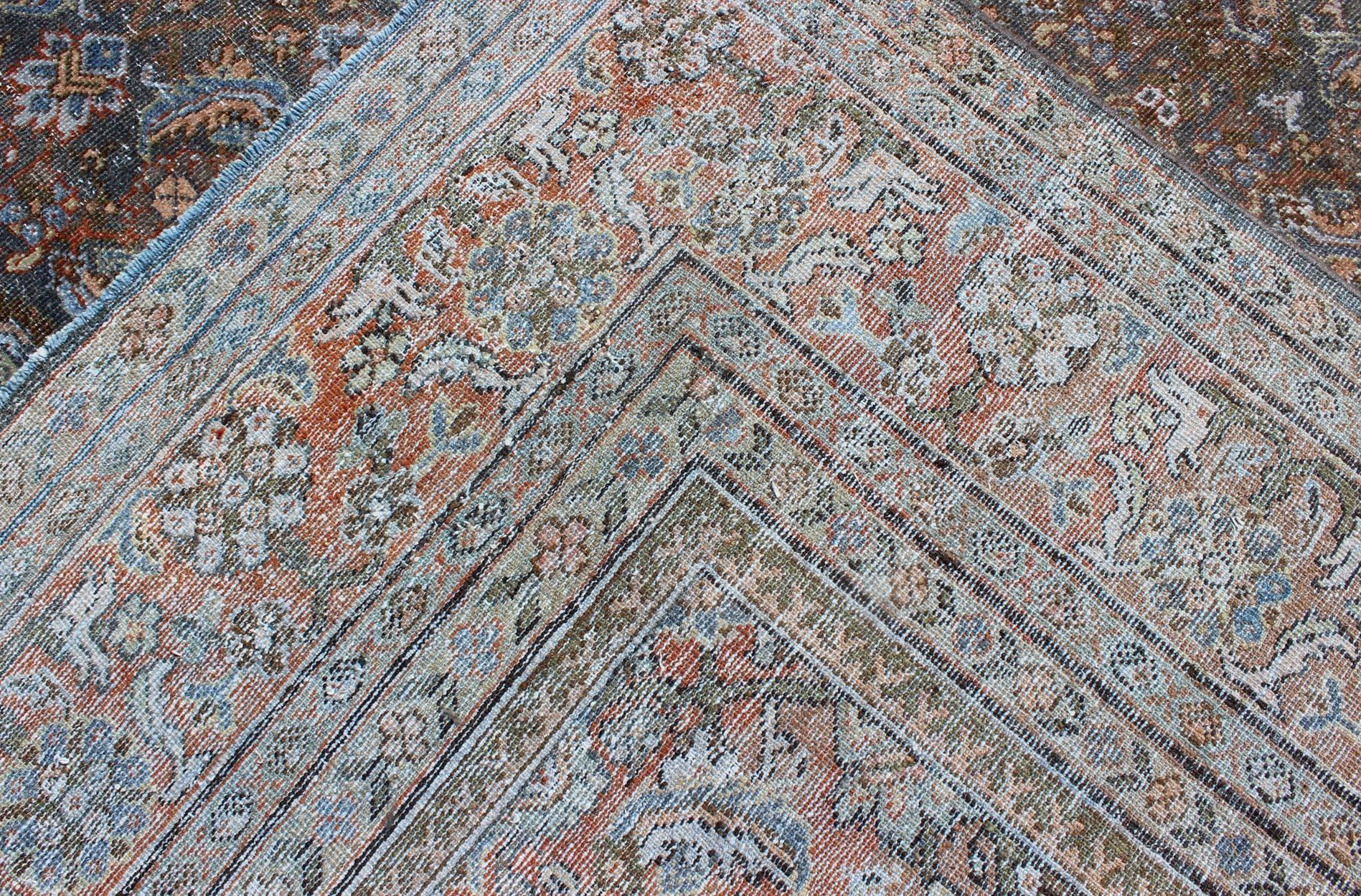 Wool Large Antique Persian Sultanabad Mahal rug with sub Geometric All Over design  For Sale