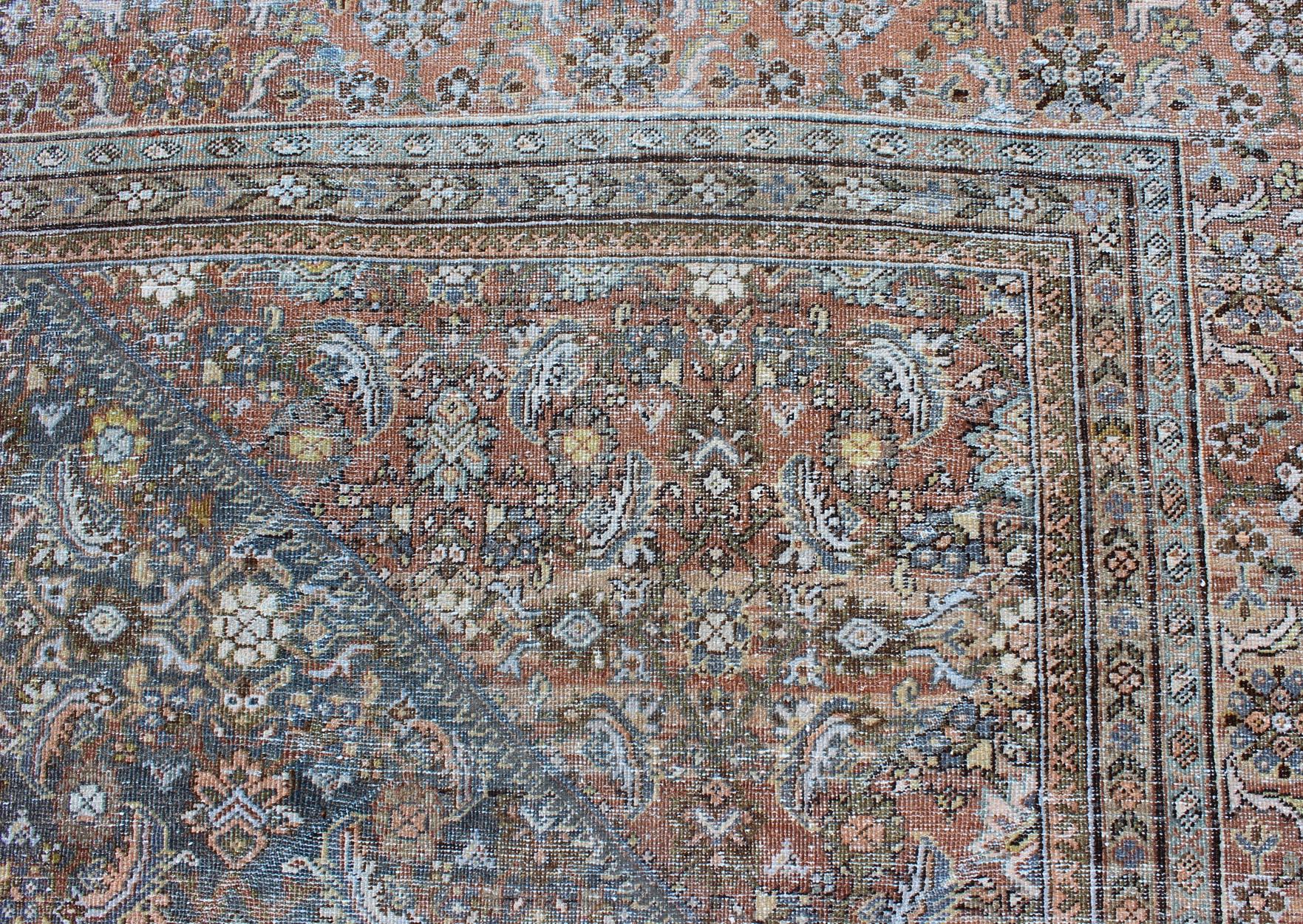Large Antique Persian Sultanabad Mahal rug with sub Geometric All Over design  For Sale 3