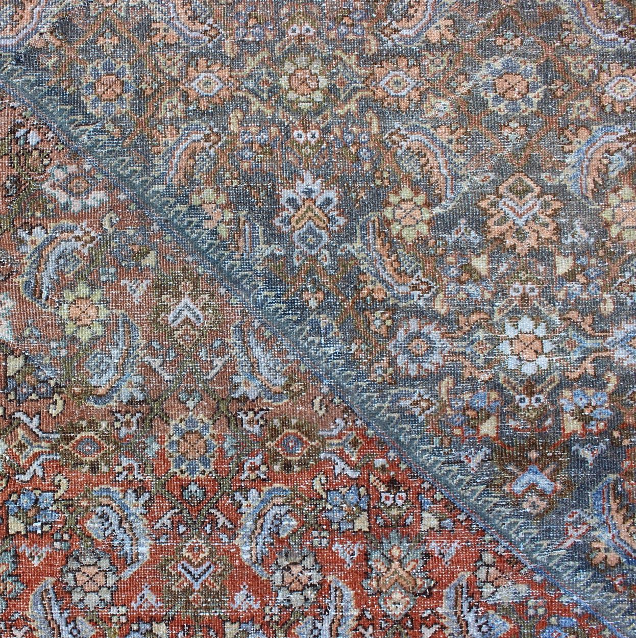 Large Antique Persian Sultanabad Mahal rug with sub Geometric All Over design  For Sale 5