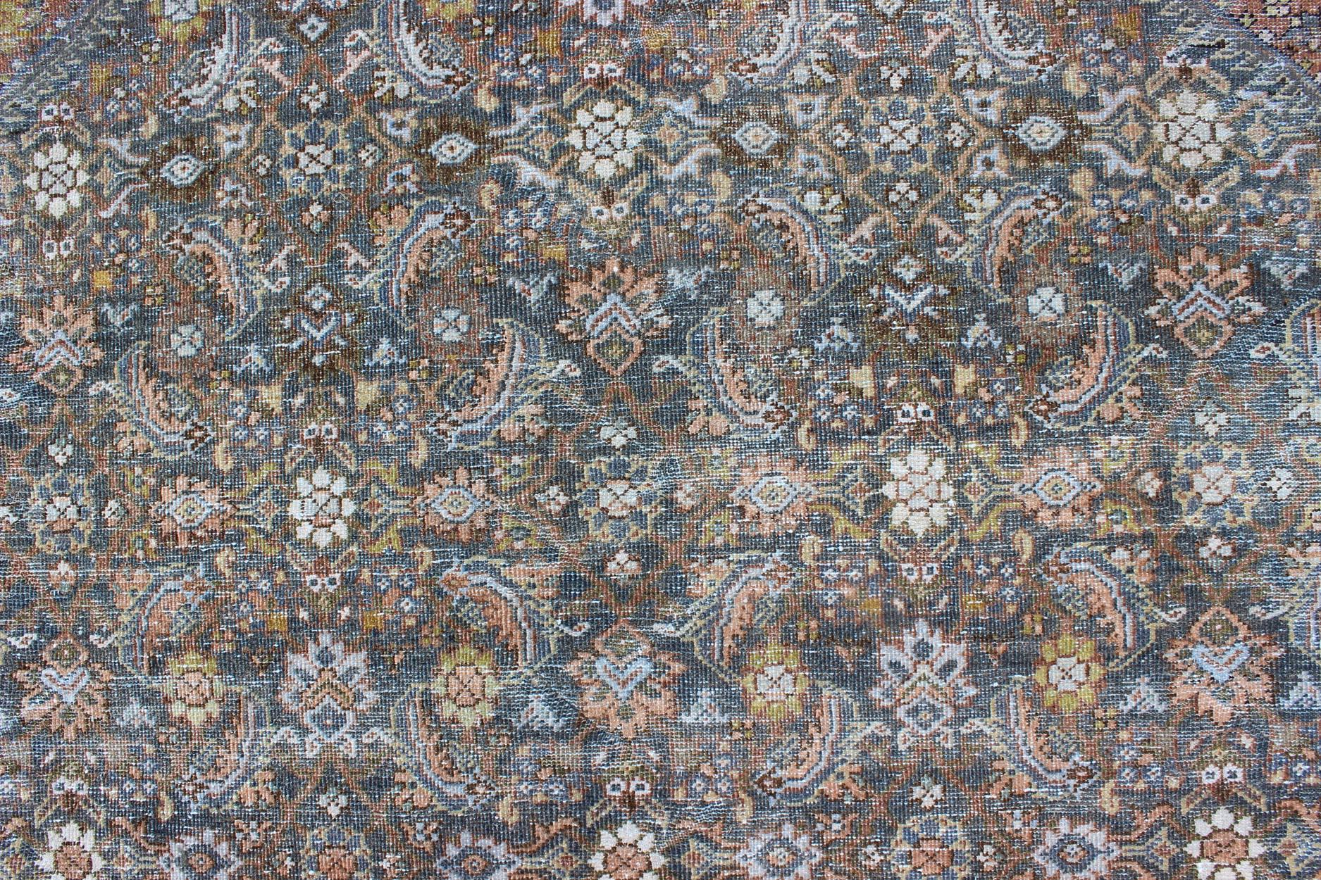 Large Antique Persian Sultanabad Mahal rug with sub Geometric All Over design  For Sale 2