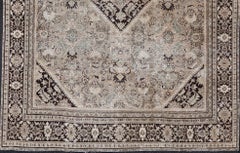 Large Antique Persian Sultanabad-Mahal Rug with Sub-Geometric Diamond Design