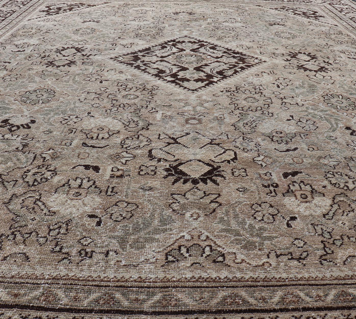 Large Antique Persian Sultanabad-Mahal Rug with Sub-Geometric Diamond Design For Sale 1