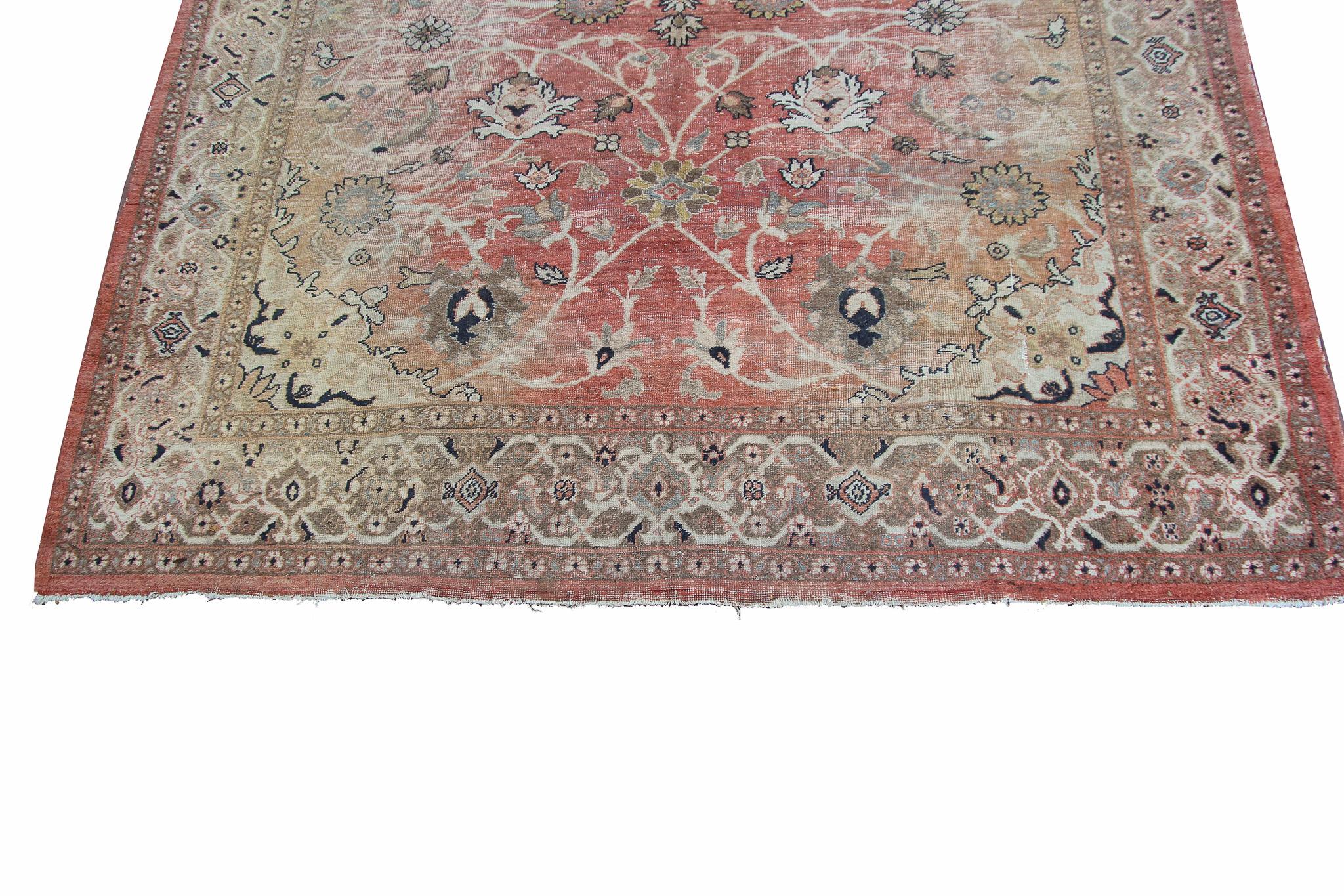 Hand-Knotted Large Antique Persian Sultanabad Rug Antique Mahal Geometric, 1900 For Sale