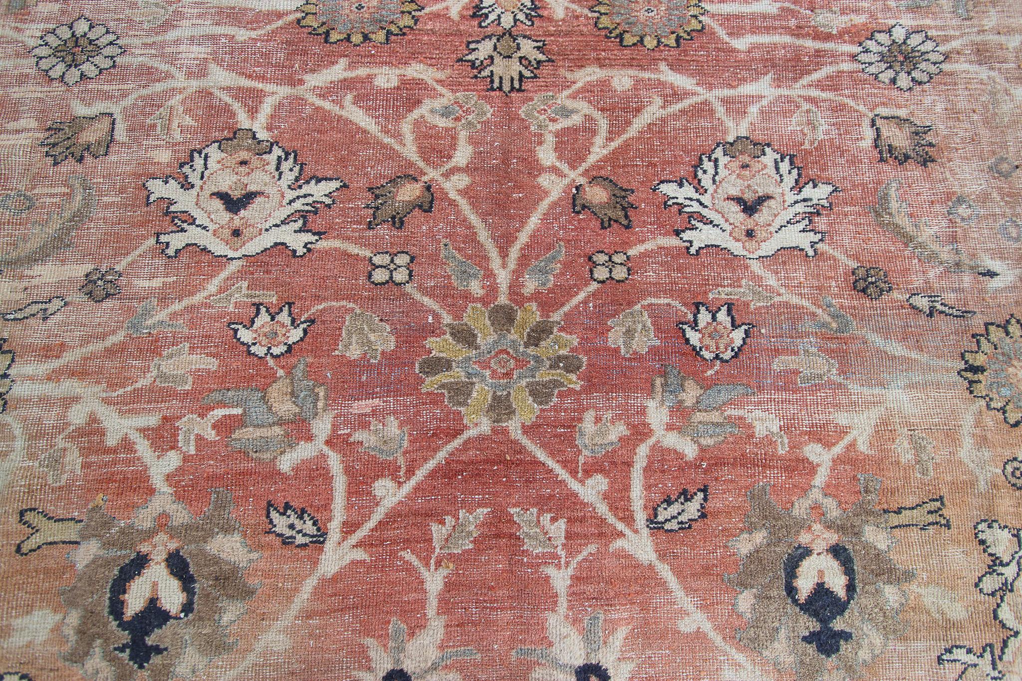 Wool Large Antique Persian Sultanabad Rug Antique Mahal Geometric, 1900 For Sale
